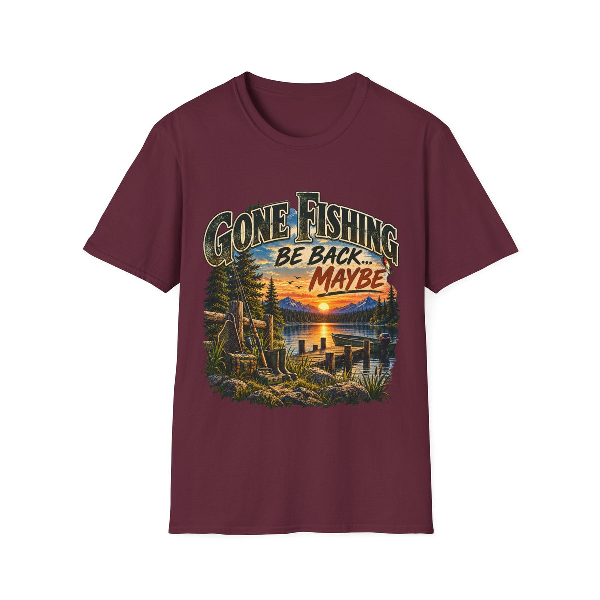Gone Fishing, Be Back… Maybe T-Shirt – Vintage Fishing Tee - SJM Print Store