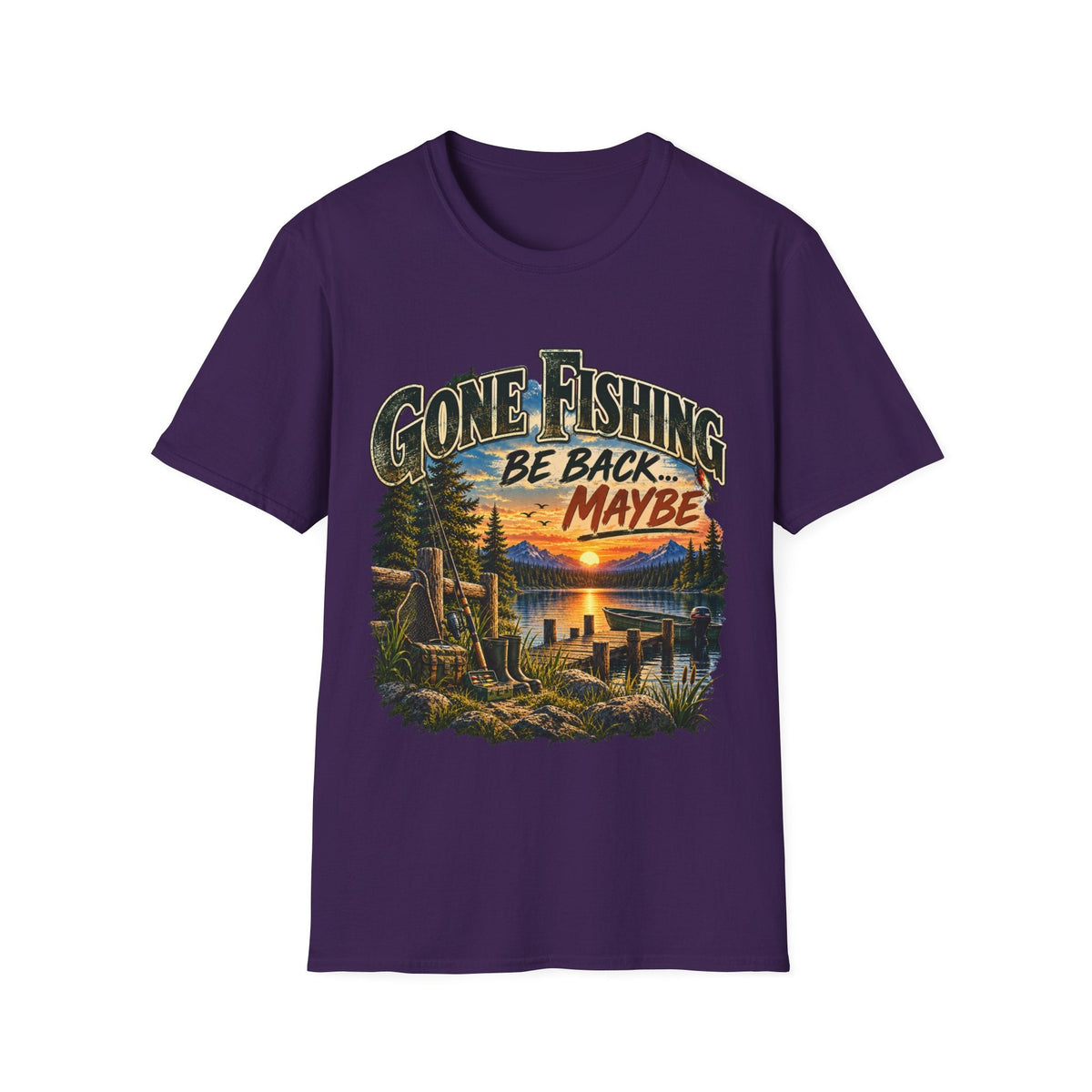 Gone Fishing, Be Back… Maybe T-Shirt – Vintage Fishing Tee - SJM Print Store