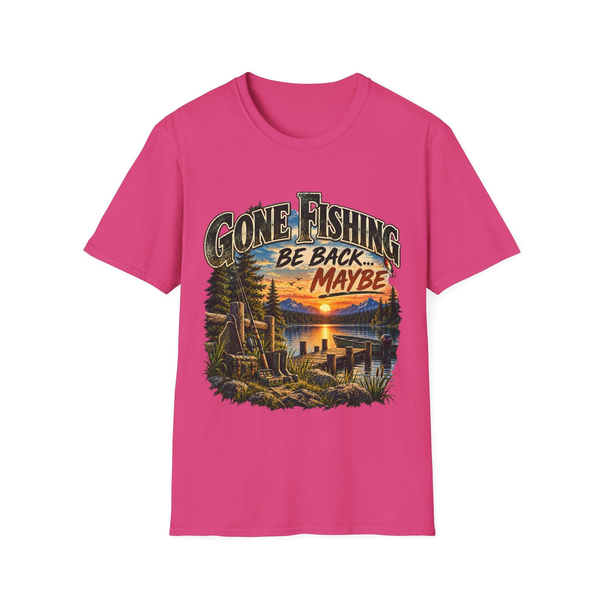 Gone Fishing, Be Back… Maybe T-Shirt – Vintage Fishing Tee - SJM Print Store