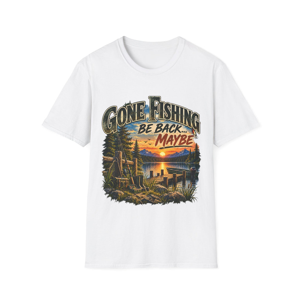 Gone Fishing, Be Back… Maybe T-Shirt – Vintage Fishing Tee - SJM Print Store