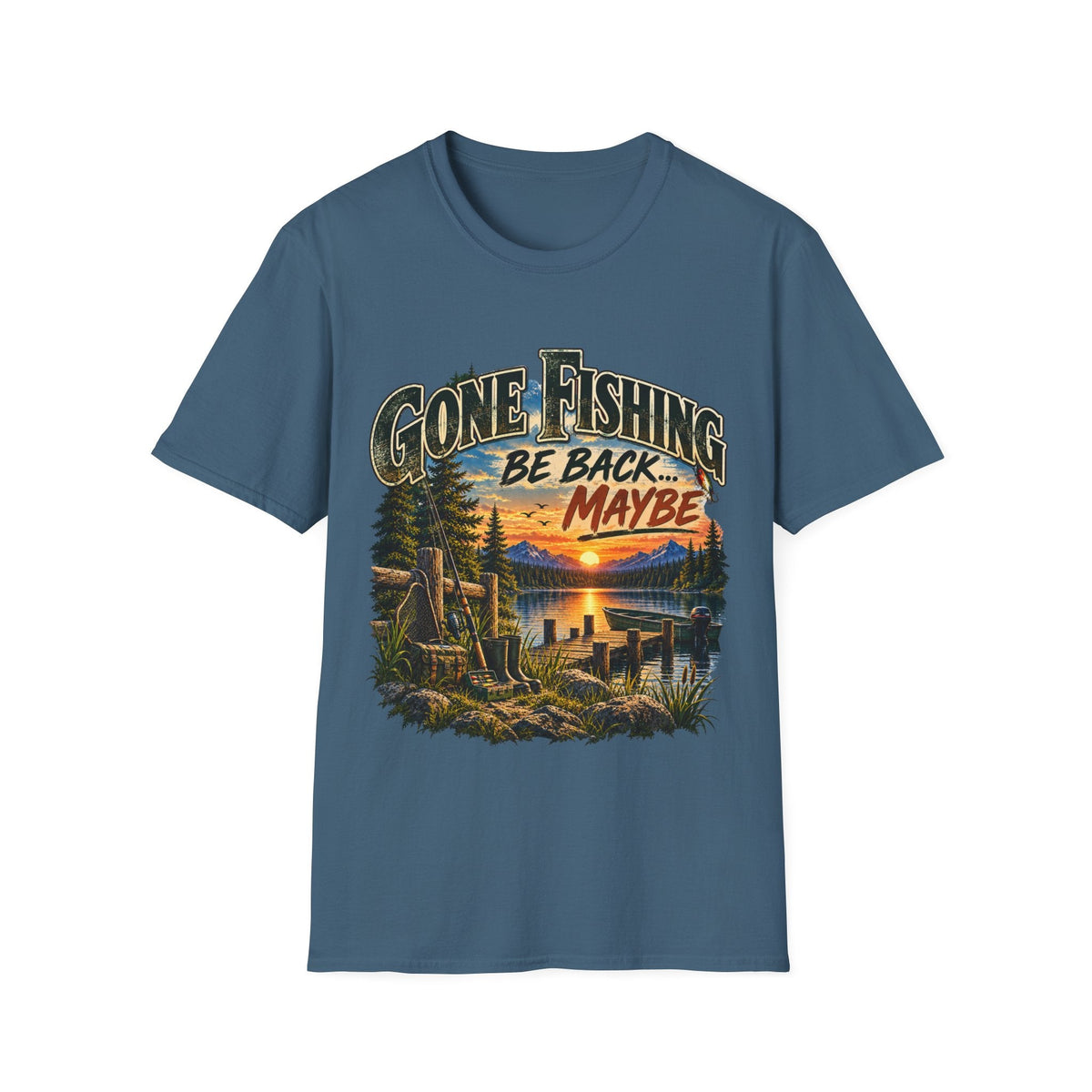 Gone Fishing, Be Back… Maybe T-Shirt – Vintage Fishing Tee - SJM Print Store