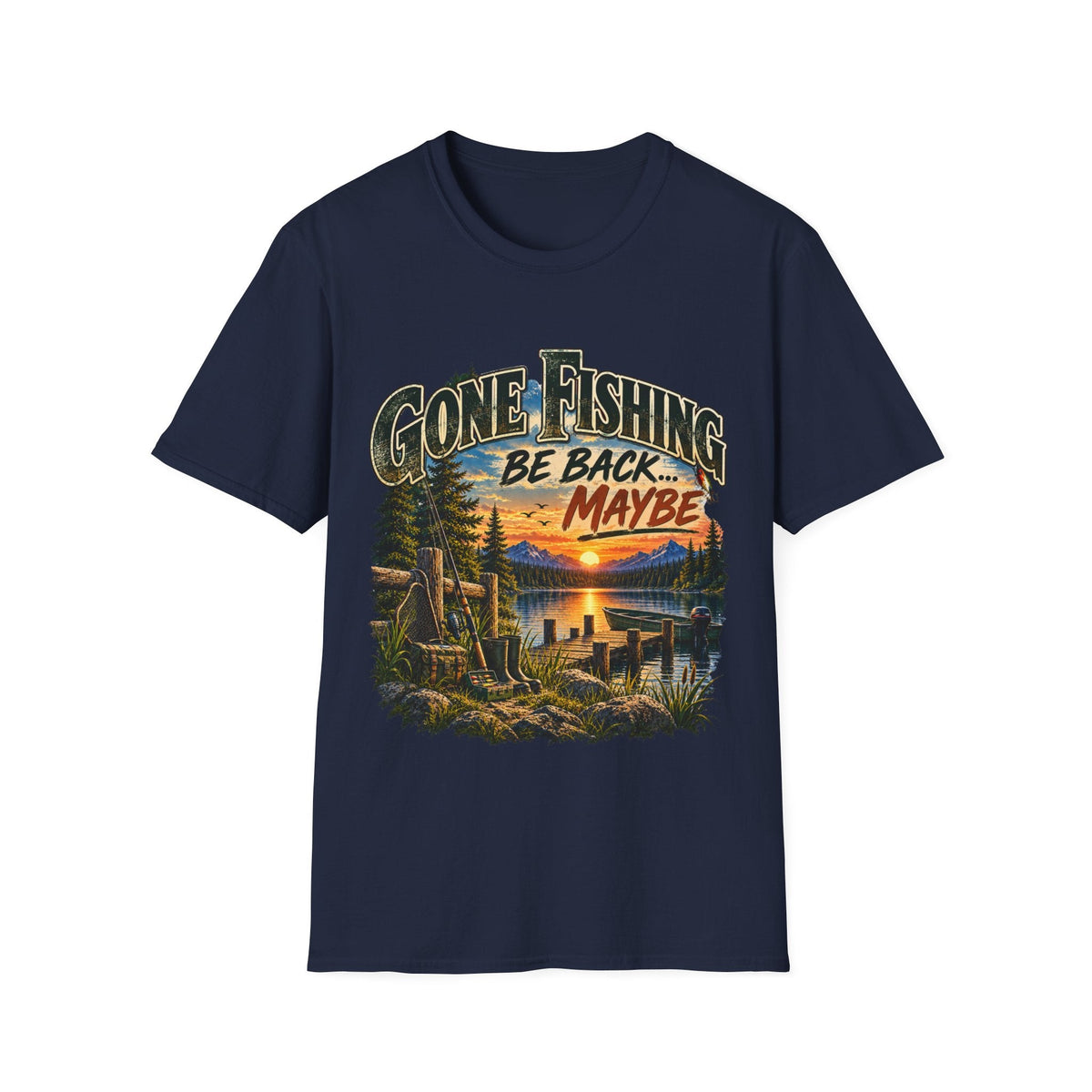 Gone Fishing, Be Back… Maybe T-Shirt – Vintage Fishing Tee - SJM Print Store