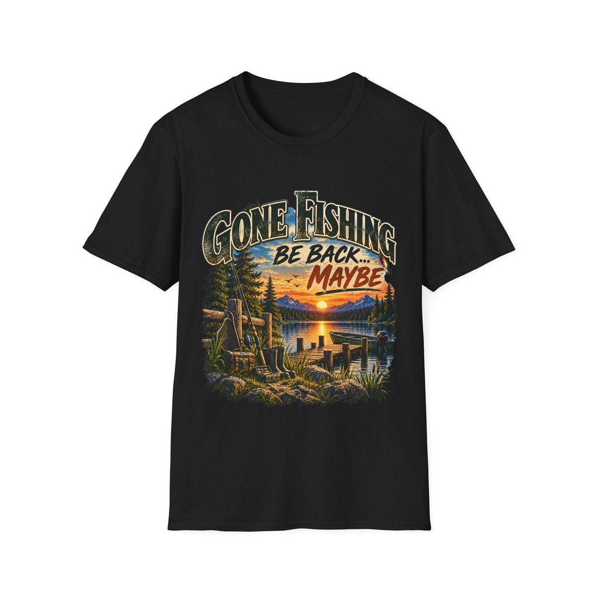Gone Fishing, Be Back… Maybe T-Shirt – Vintage Fishing Tee - SJM Print Store