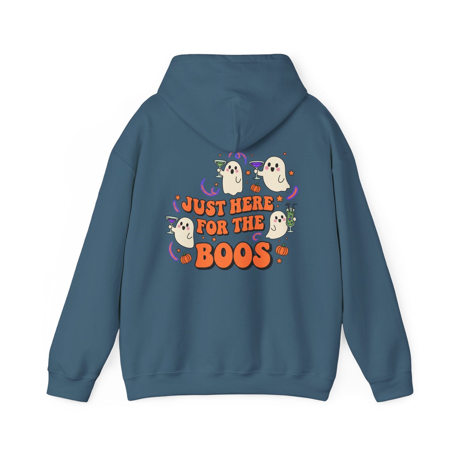 Halloween Ghost Just Here for the Boos Hoodie Front and Back Print - SJM Print Store