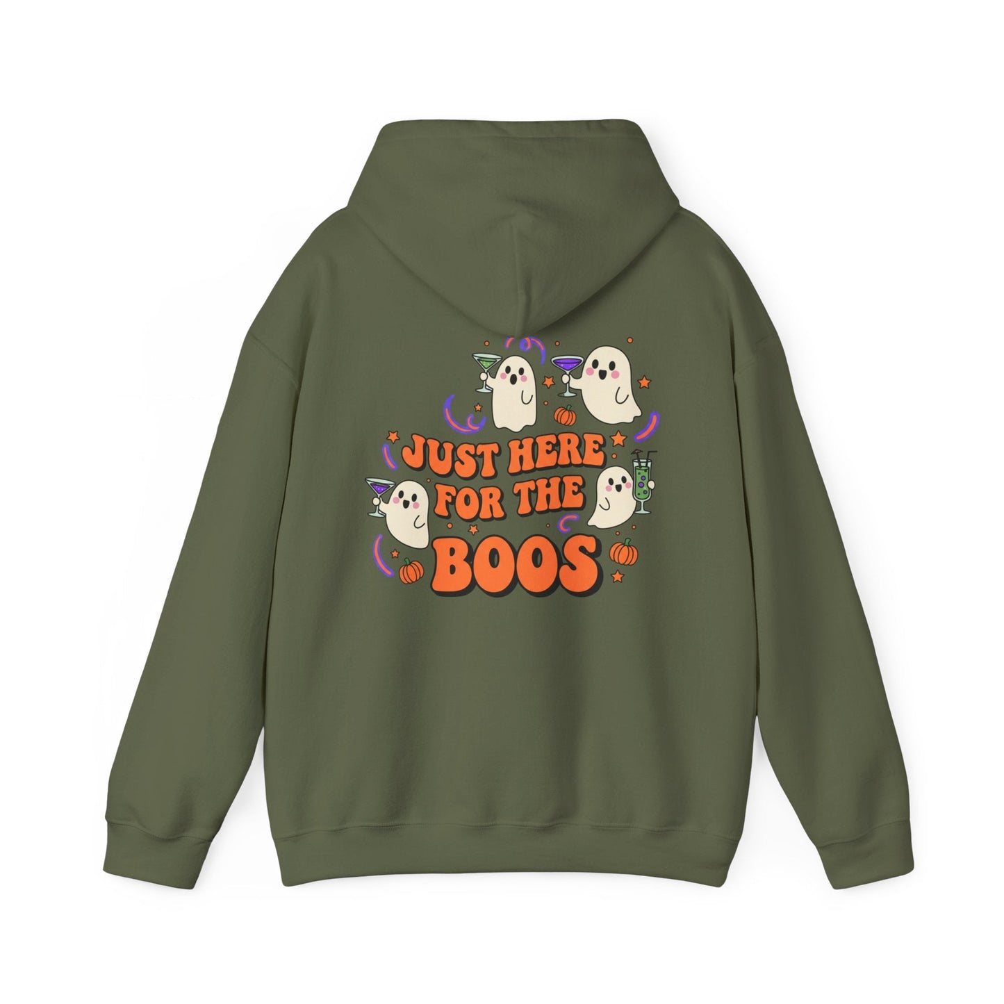 Halloween Ghost Just Here for the Boos Hoodie Front and Back Print - SJM Print Store