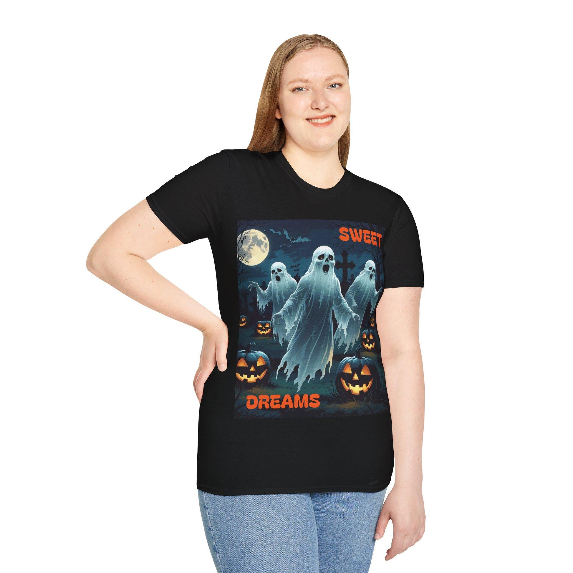 Halloween Ghost T-Shirt: Spooky Season Softstyle Tee - SJM Print Store