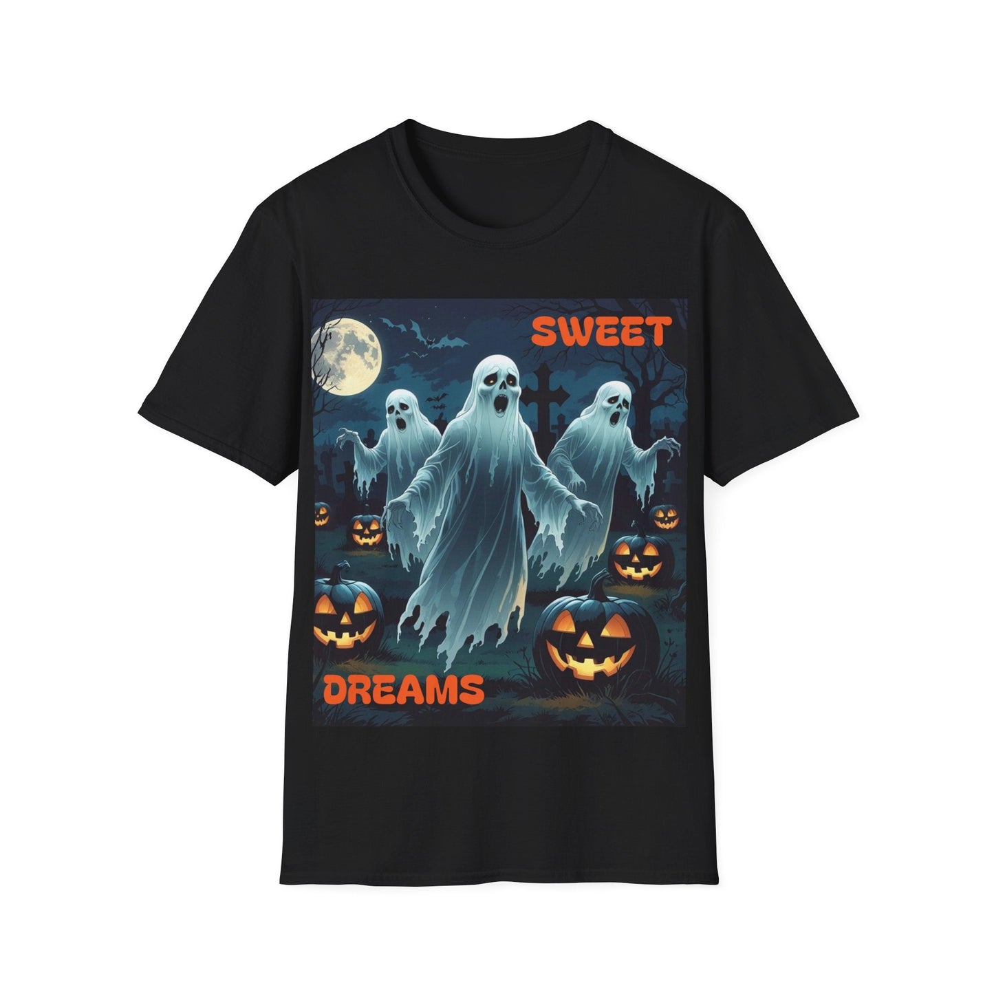 Halloween Ghost T-Shirt, Spooky Unisex Tee, Sweet Dreams Shirt, Fall Festival Clothing, Halloween Costume Top, Party Wear - SJM Print Store