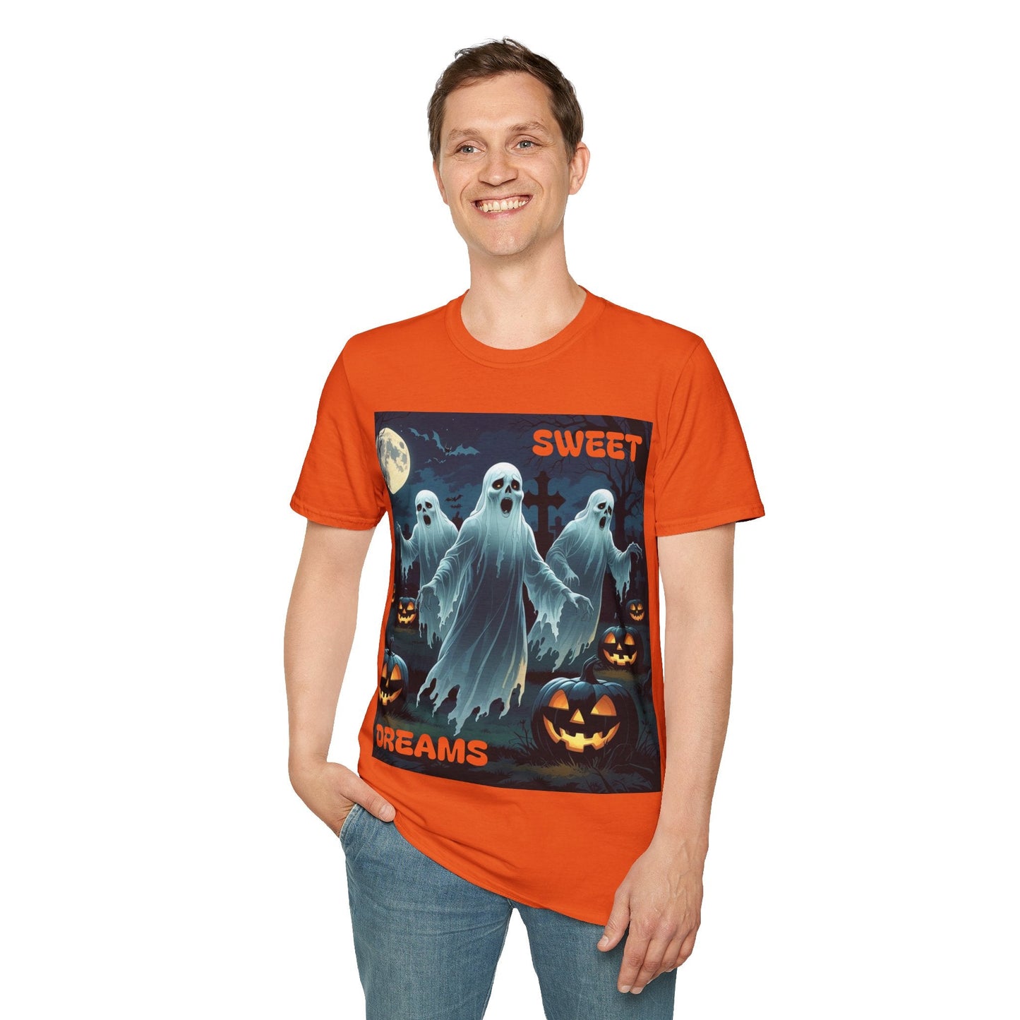 Halloween Ghost T-Shirt, Spooky Unisex Tee, Sweet Dreams Shirt, Fall Festival Clothing, Halloween Costume Top, Party Wear - SJM Print Store