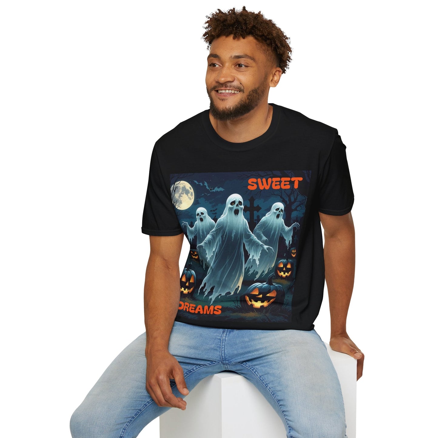 Halloween Ghost T-Shirt, Spooky Unisex Tee, Sweet Dreams Shirt, Fall Festival Clothing, Halloween Costume Top, Party Wear - SJM Print Store