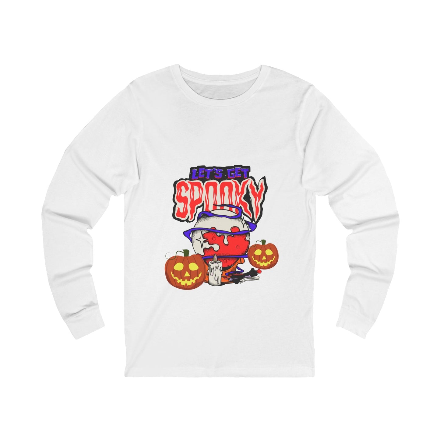Halloween Spooky Long Sleeve Tee, Unisex Shirt, Unique Fashion, Halloween Party Outfit, Trick or Treat Apparel, Cozy Gift Idea - SJM Print Store
