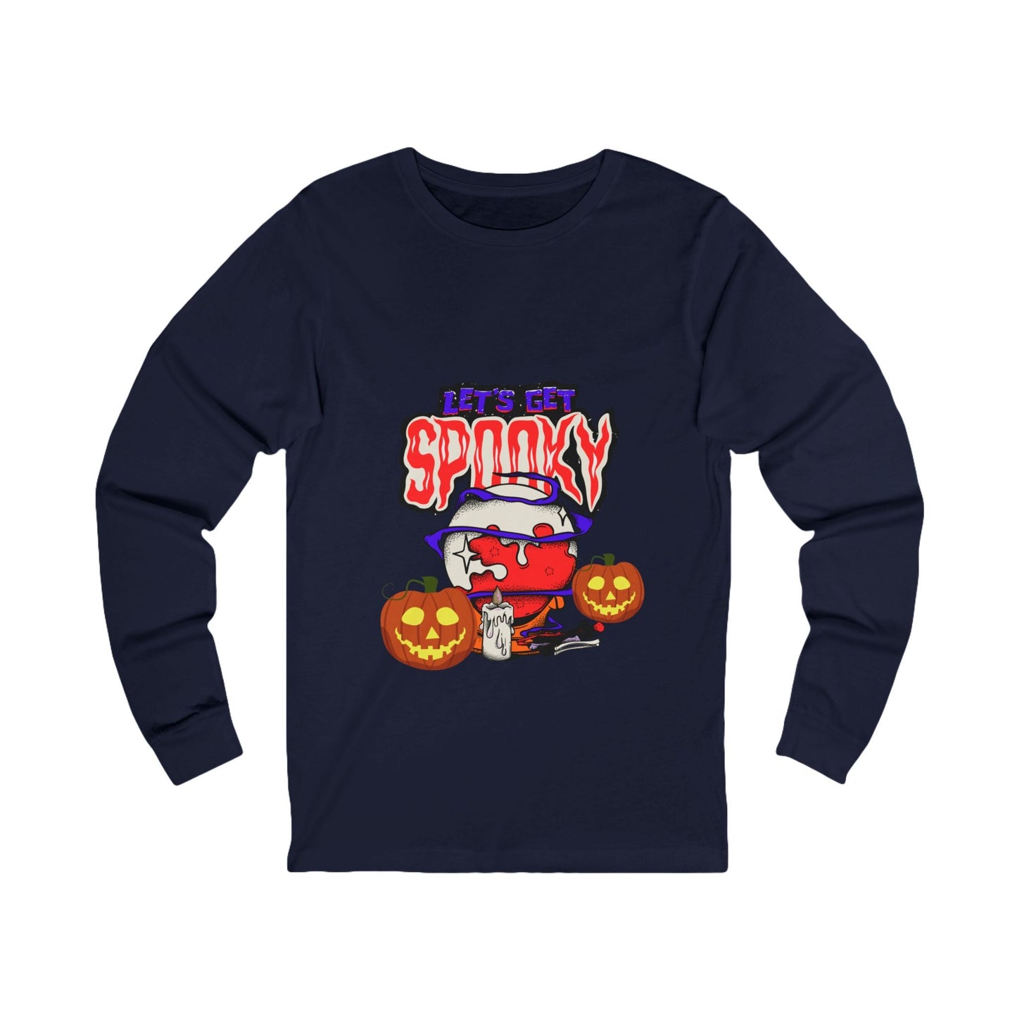 Halloween Spooky Long Sleeve Tee, Unisex Shirt, Unique Fashion, Halloween Party Outfit, Trick or Treat Apparel, Cozy Gift Idea - SJM Print Store
