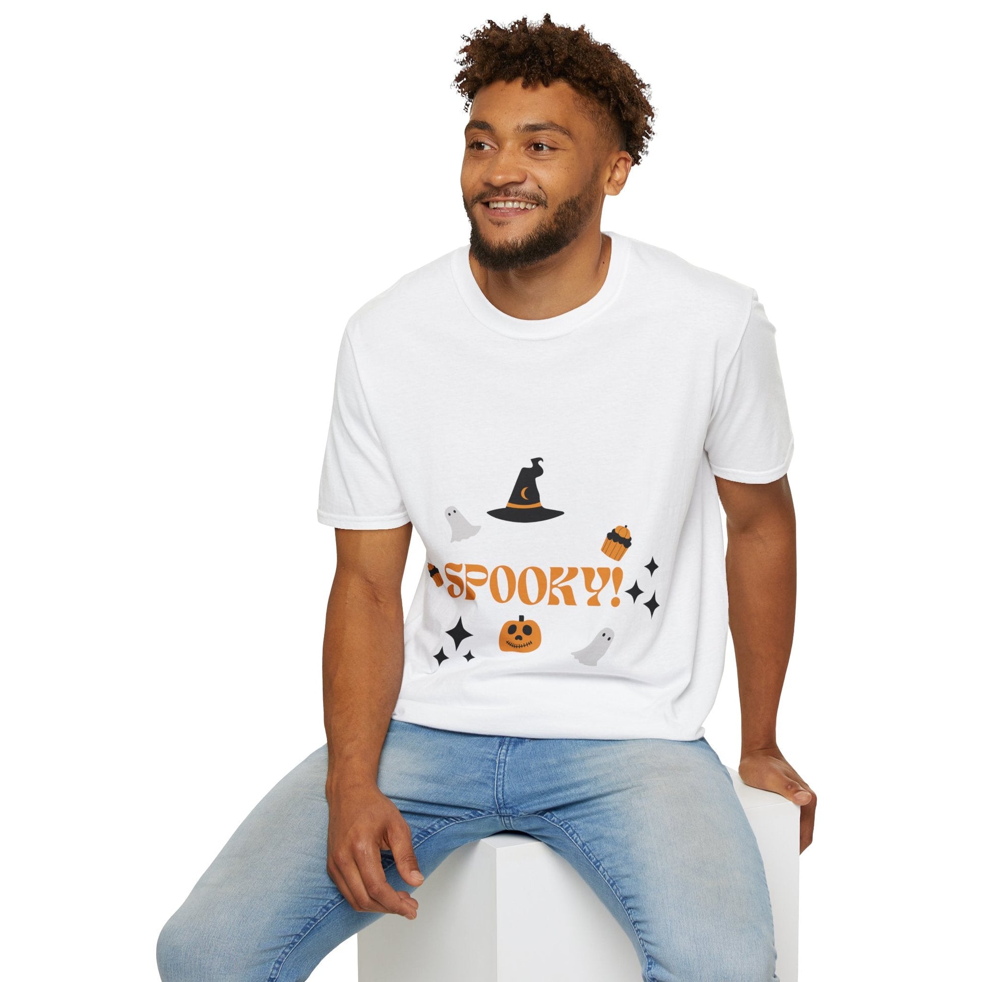 Halloween Spooky T-Shirt, Unisex Softstyle Tee for Fall, Halloween Parties, Costume Events, Gifts for Spooky Season - SJM Print Store