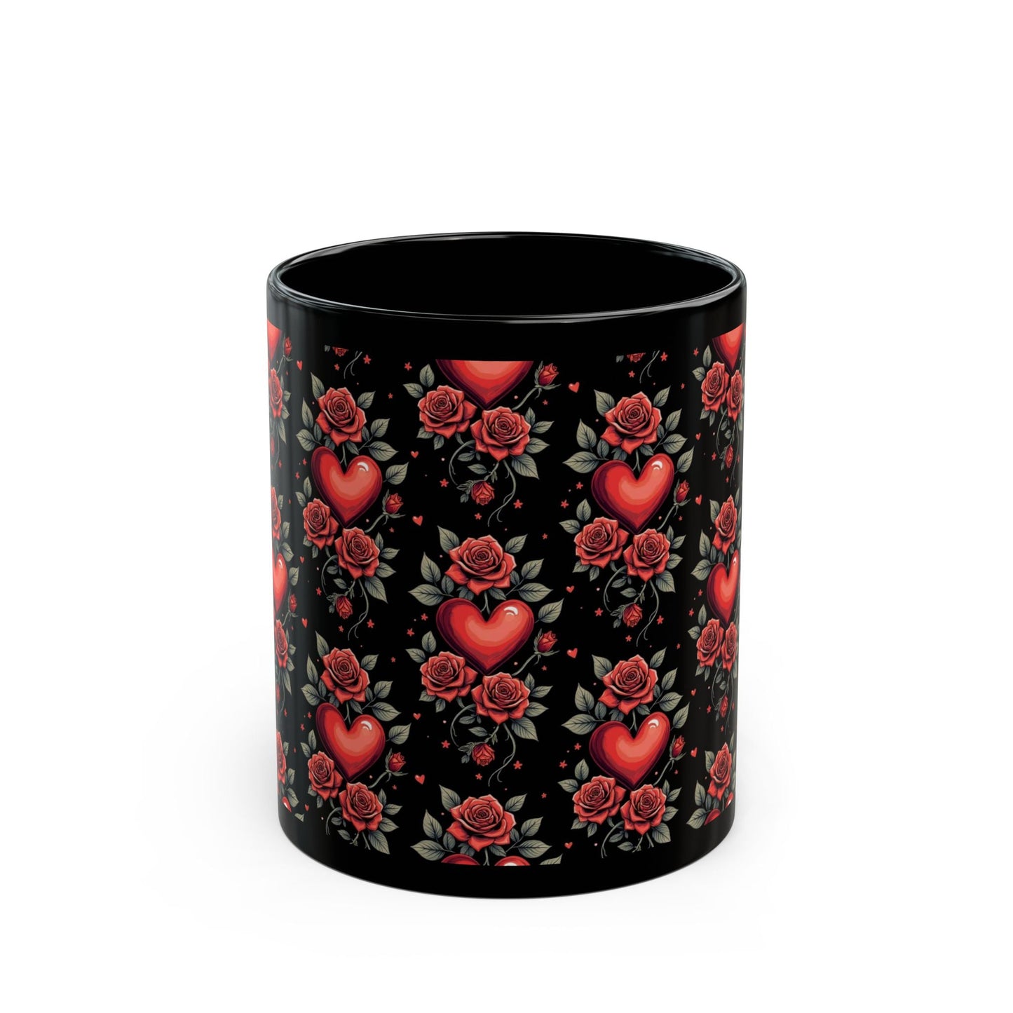 Hearts & Roses Ceramic Mug â€” Romantic Floral Coffee Cup (11oz/15oz) - SJM Print Store