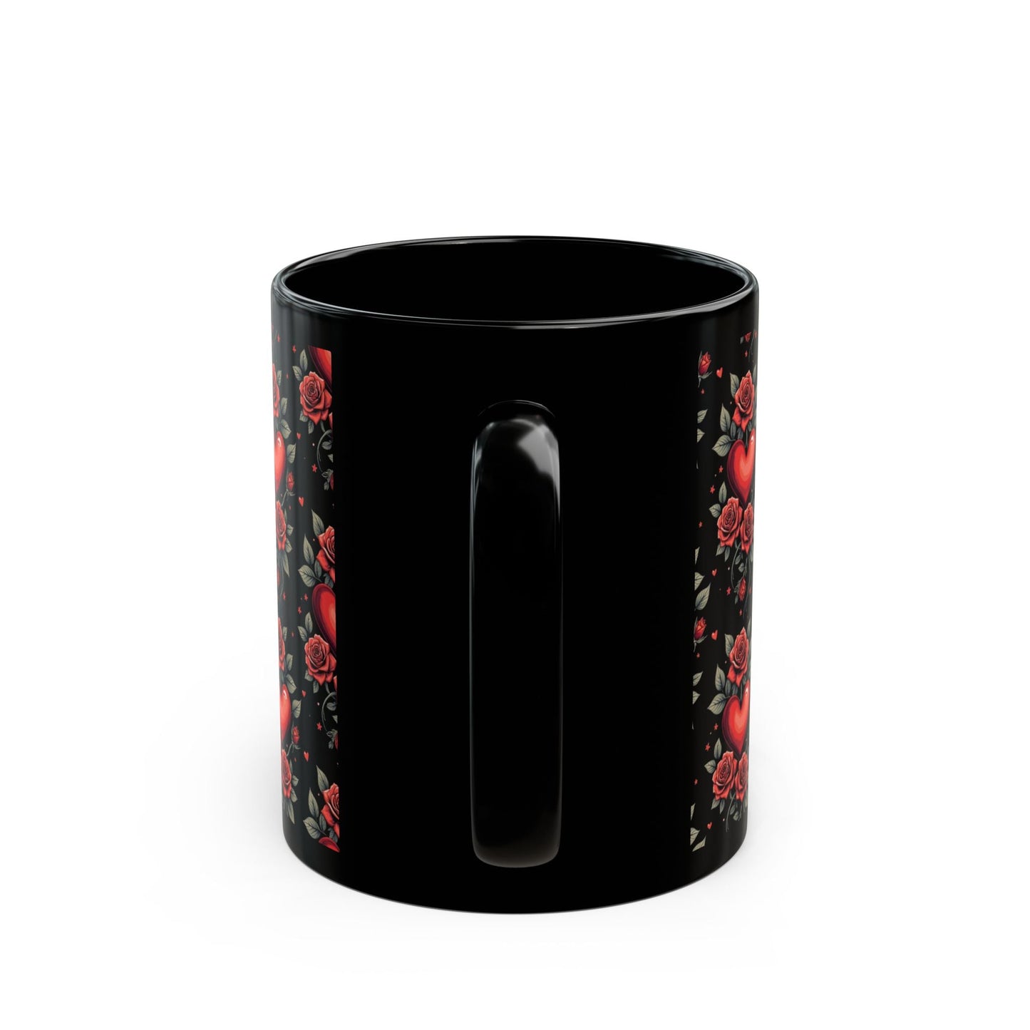 Hearts & Roses Ceramic Mug â€” Romantic Floral Coffee Cup (11oz/15oz) - SJM Print Store