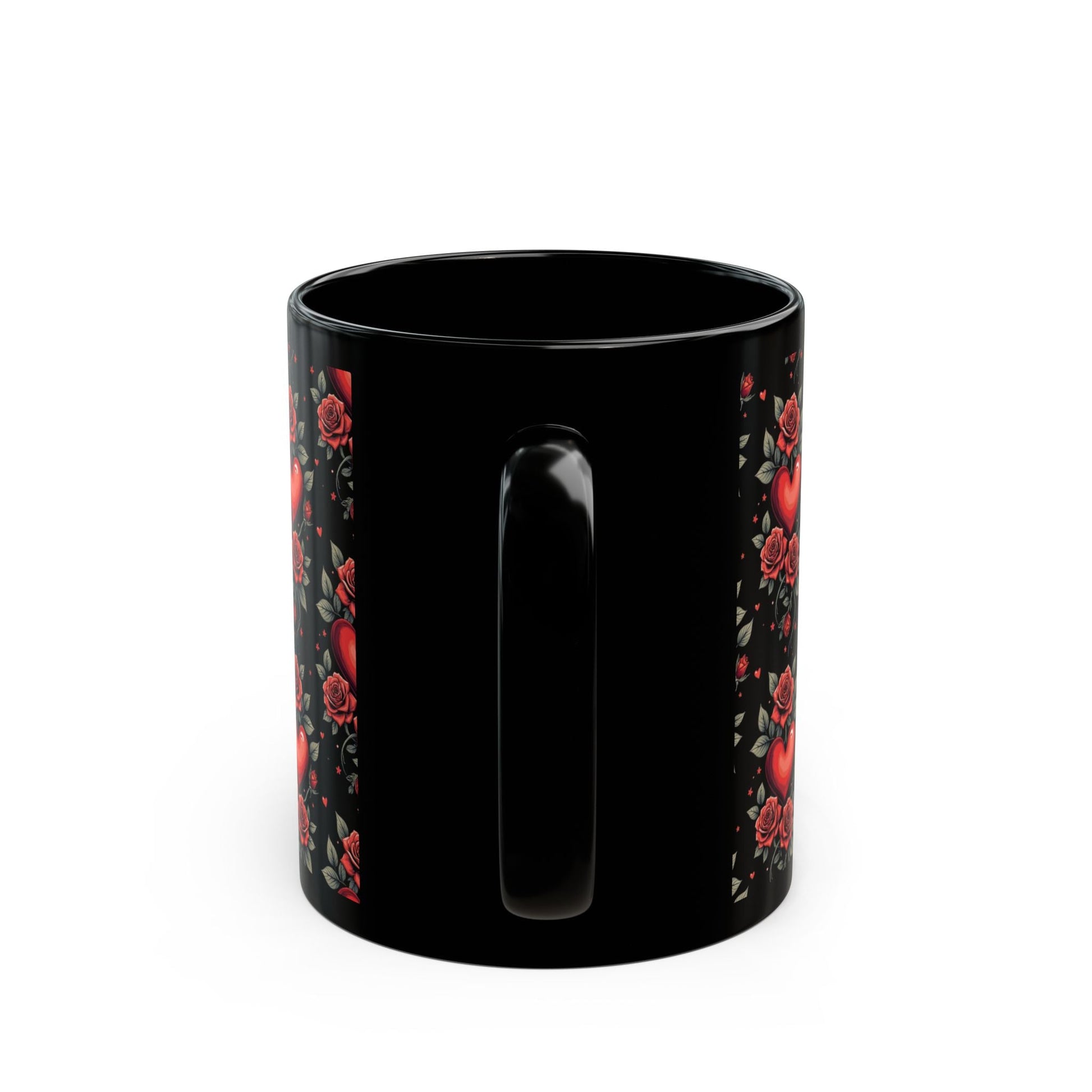 Hearts & Roses Ceramic Mug â€” Romantic Floral Coffee Cup (11oz/15oz) - SJM Print Store