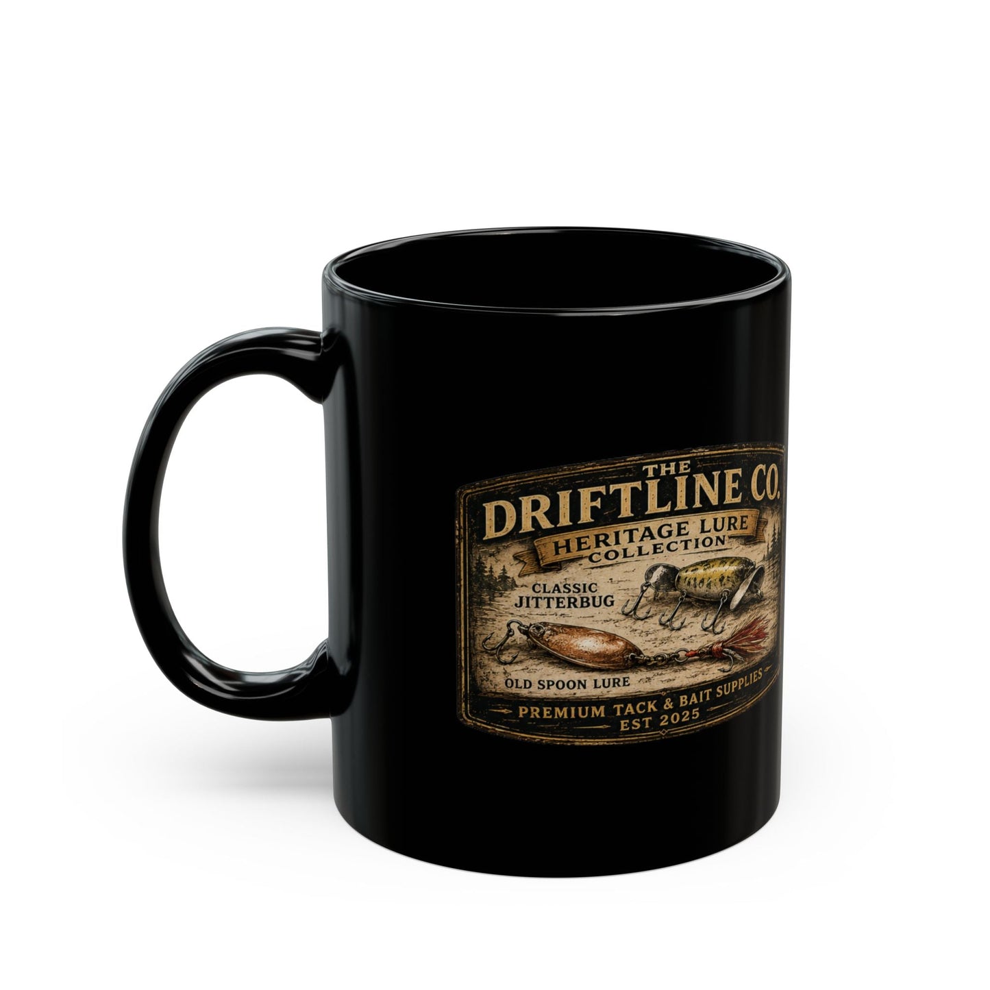 Heritage Lure Collection Black Ceramic Mug - SJM Print Store
