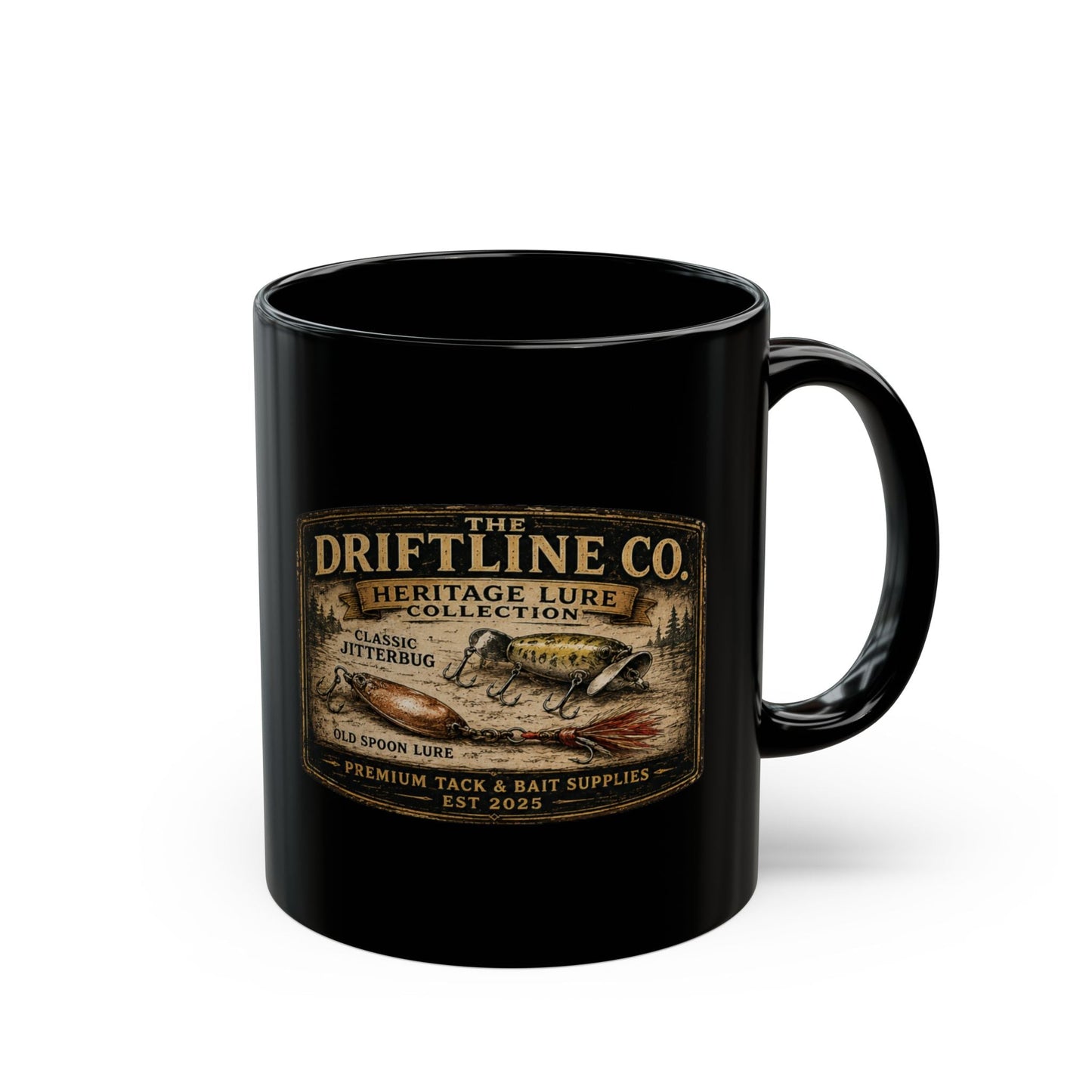 Heritage Lure Collection Black Ceramic Mug - SJM Print Store