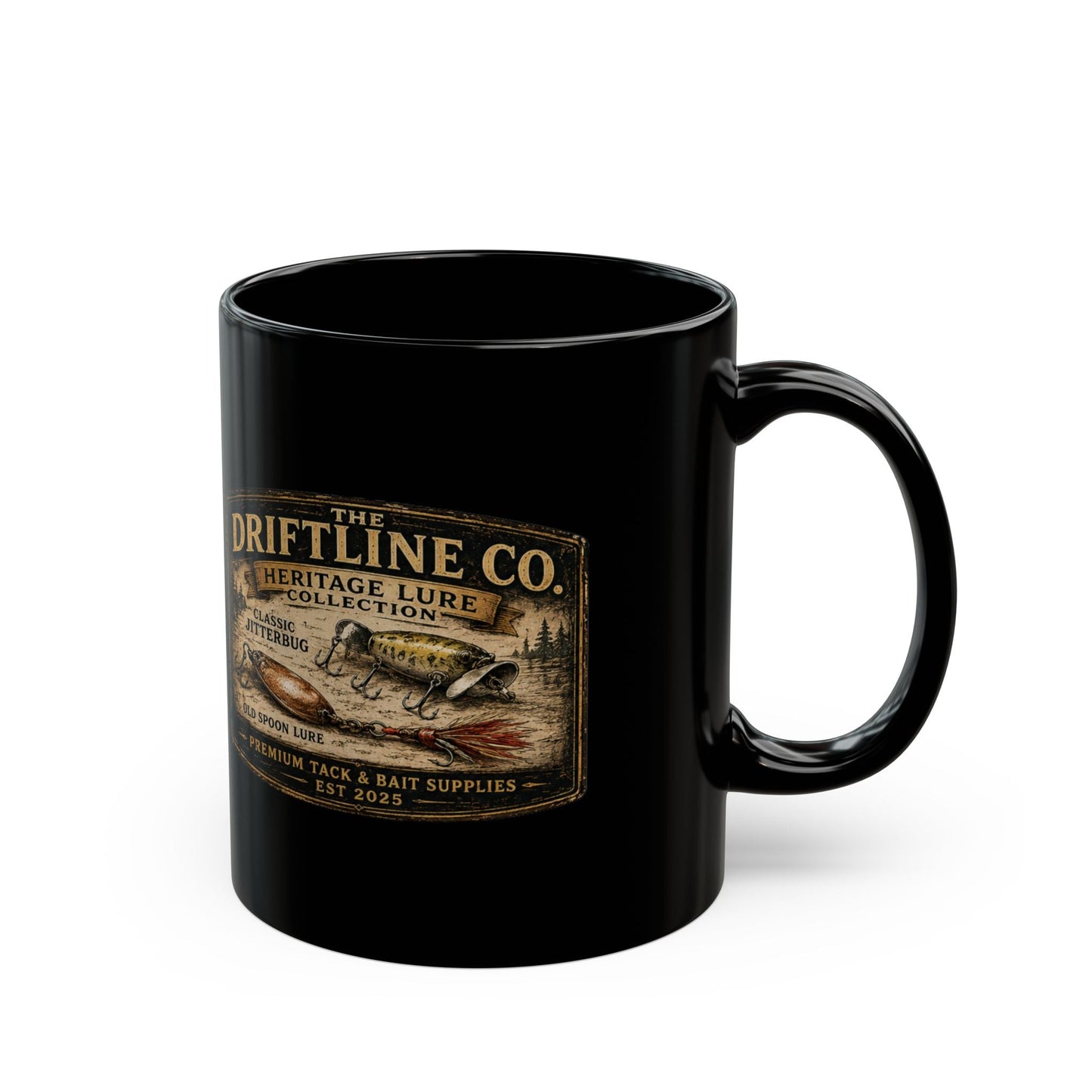 Heritage Lure Collection Black Ceramic Mug - SJM Print Store