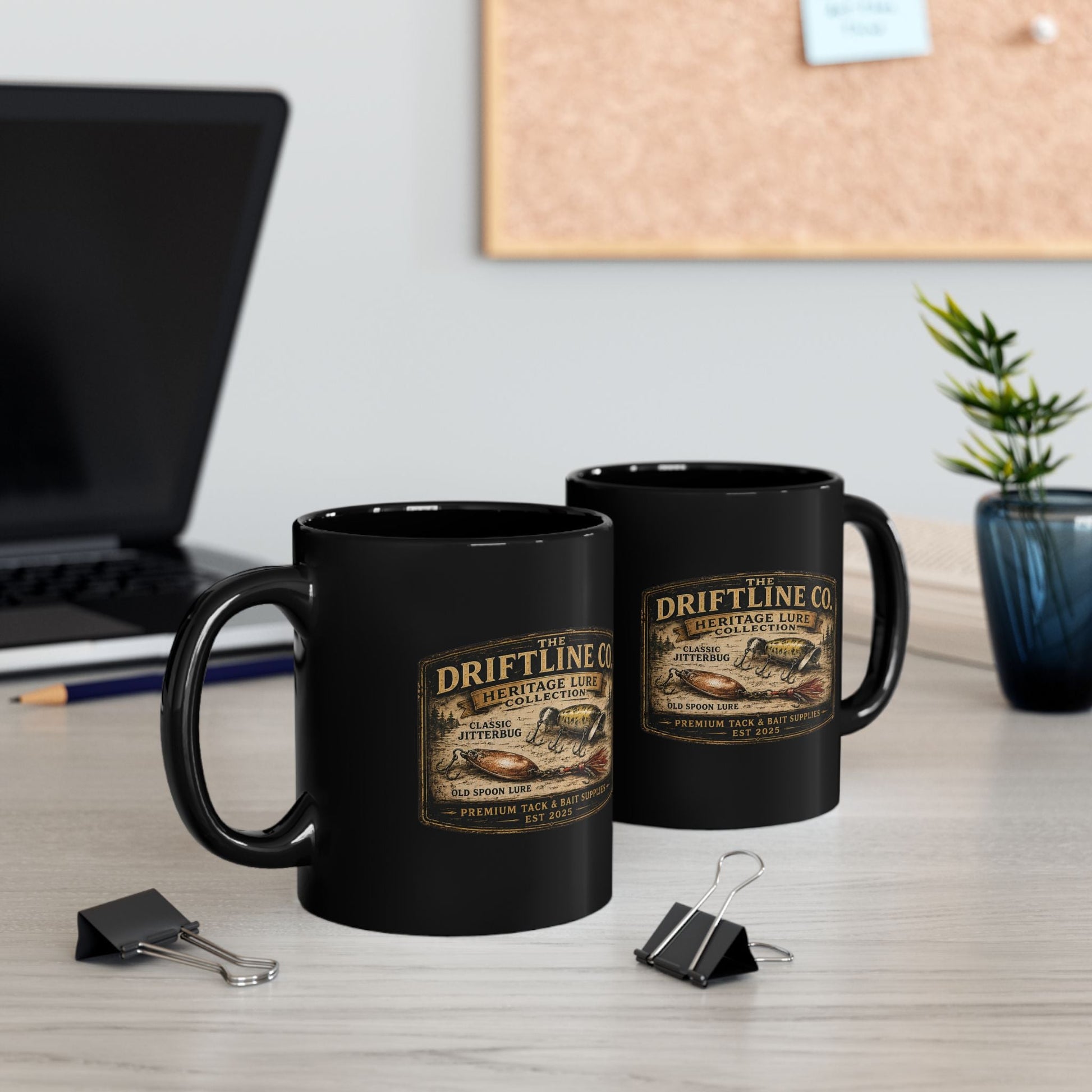 Heritage Lure Collection Black Ceramic Mug - SJM Print Store
