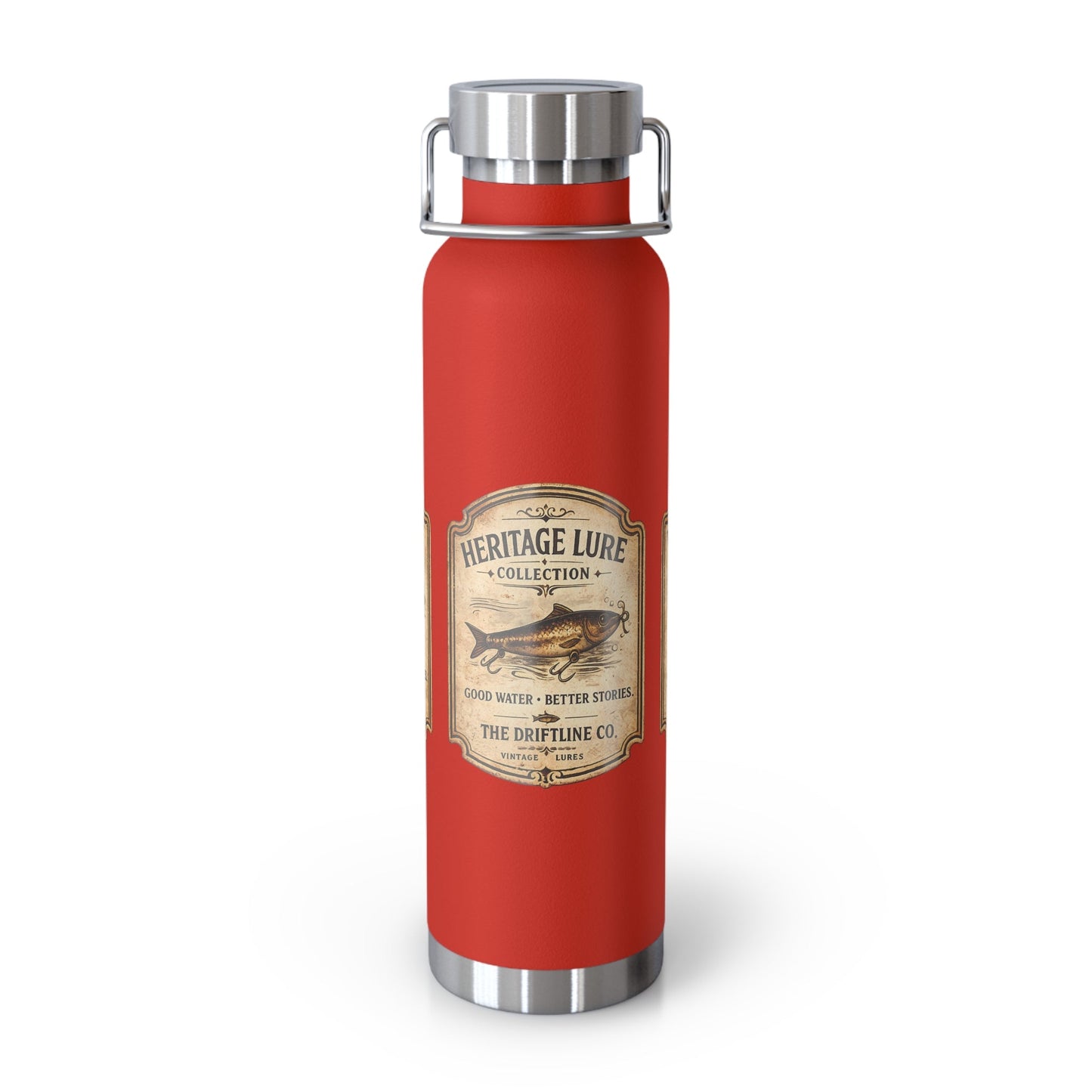 Heritage Lure Collection Black Insulated Flask | Premium Fishing Water Bottle | The Driftline Company - SJM Print Store