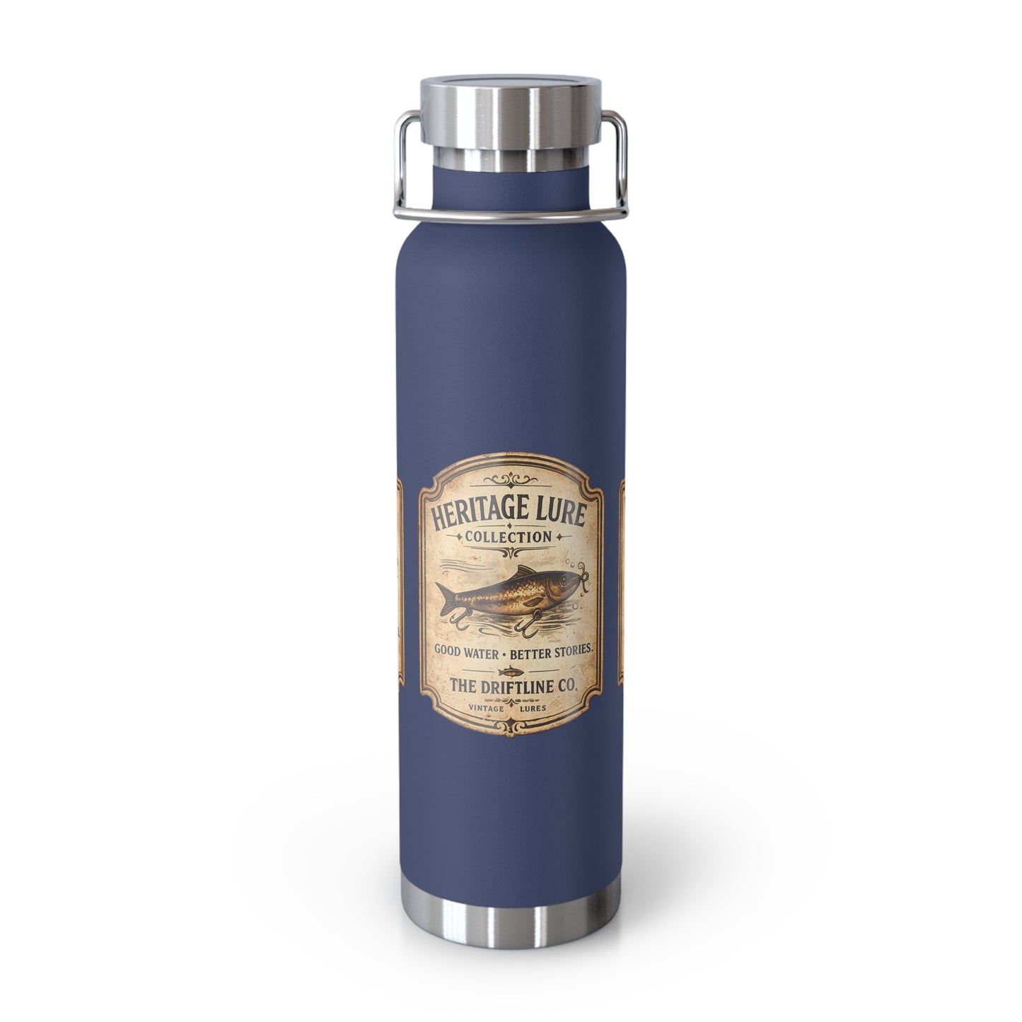 Heritage Lure Collection Black Insulated Flask | Premium Fishing Water Bottle | The Driftline Company - SJM Print Store