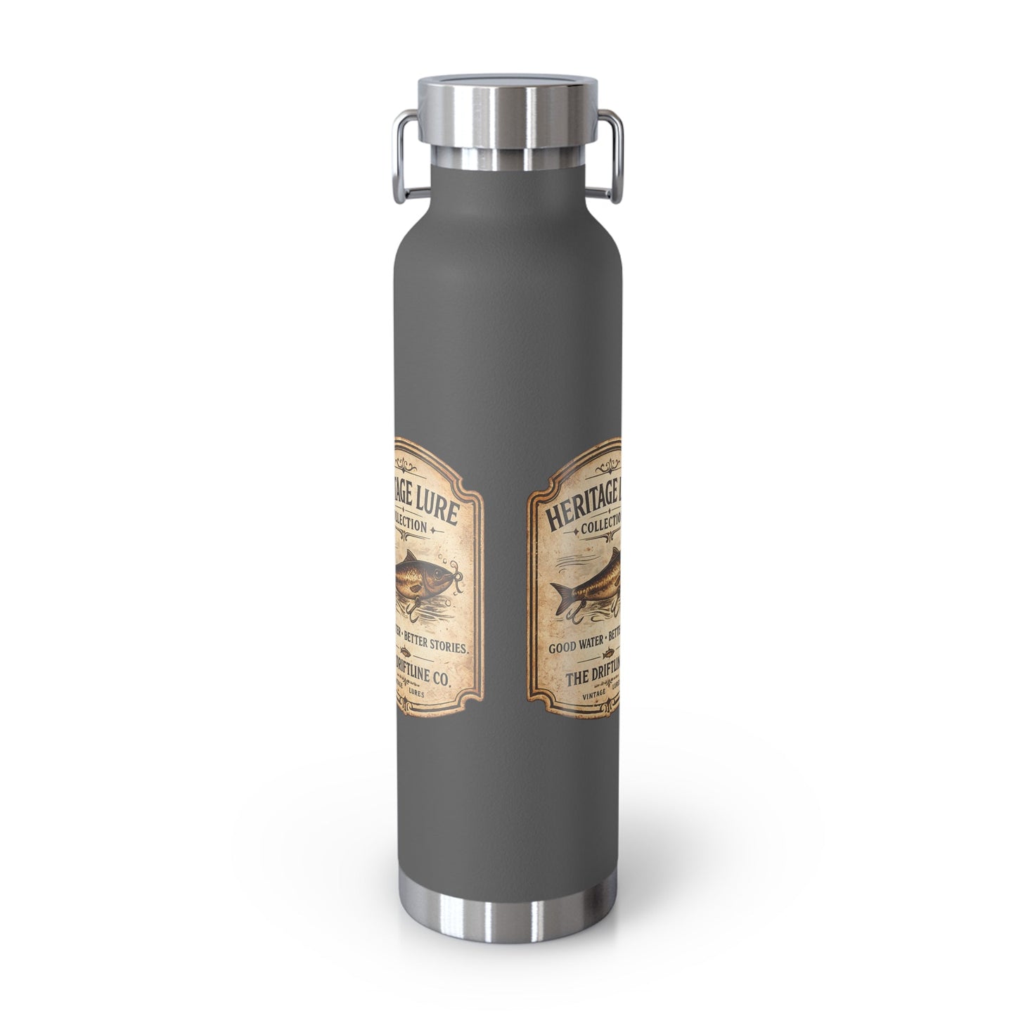 Heritage Lure Collection Black Insulated Flask | Premium Fishing Water Bottle | The Driftline Company - SJM Print Store