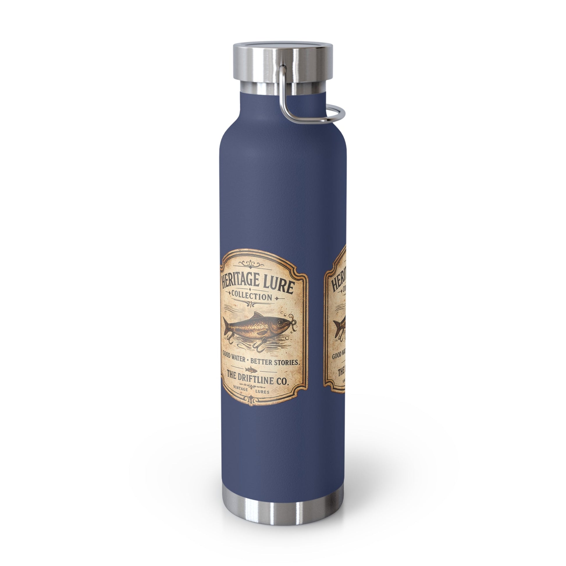 Heritage Lure Collection Black Insulated Flask | Premium Fishing Water Bottle | The Driftline Company - SJM Print Store