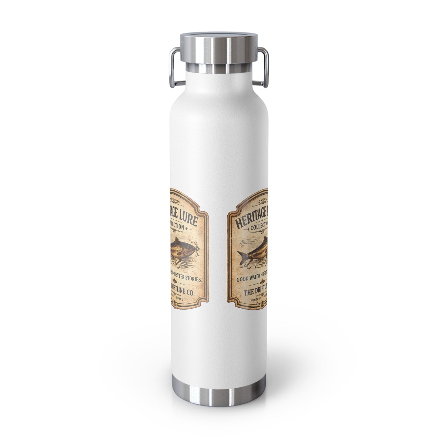 Heritage Lure Collection Black Insulated Flask | Premium Fishing Water Bottle | The Driftline Company - SJM Print Store