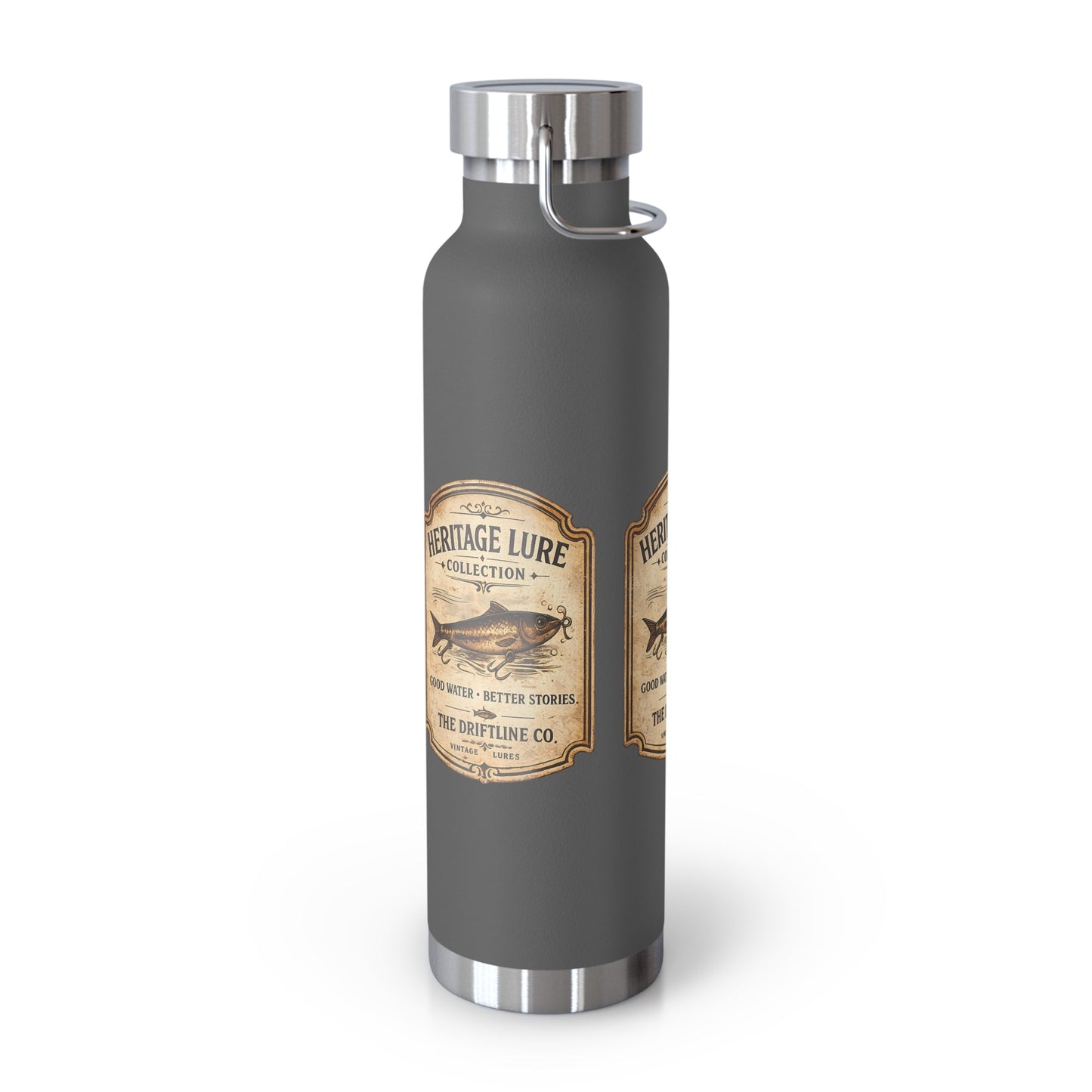 Heritage Lure Collection Black Insulated Flask | Premium Fishing Water Bottle | The Driftline Company - SJM Print Store