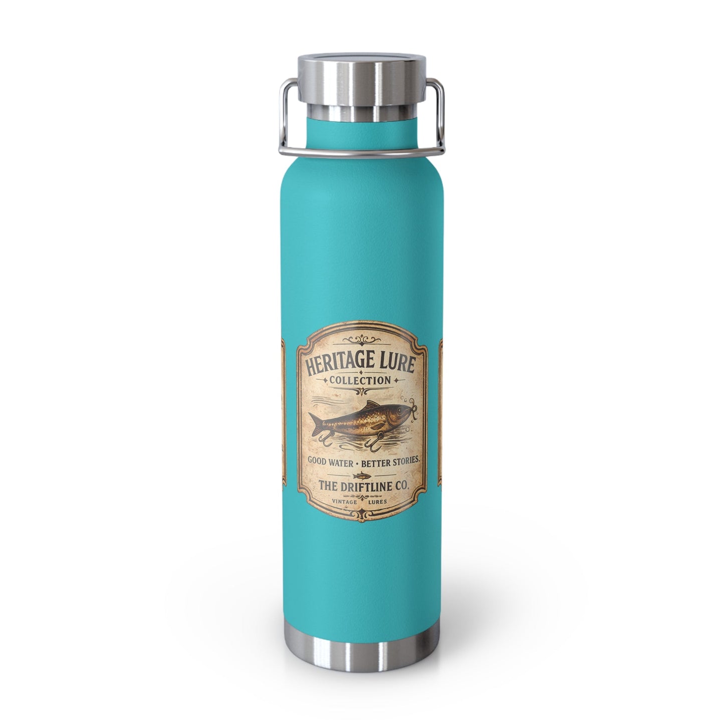 Heritage Lure Collection Black Insulated Flask | Premium Fishing Water Bottle | The Driftline Company - SJM Print Store