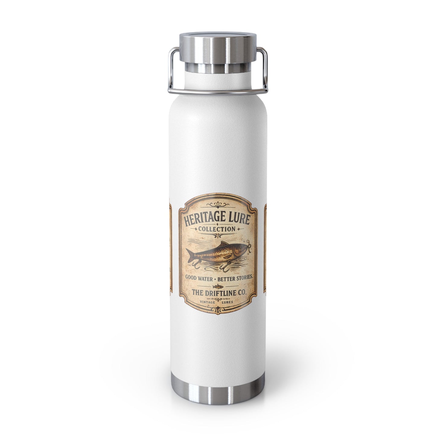Heritage Lure Collection Black Insulated Flask | Premium Fishing Water Bottle | The Driftline Company - SJM Print Store