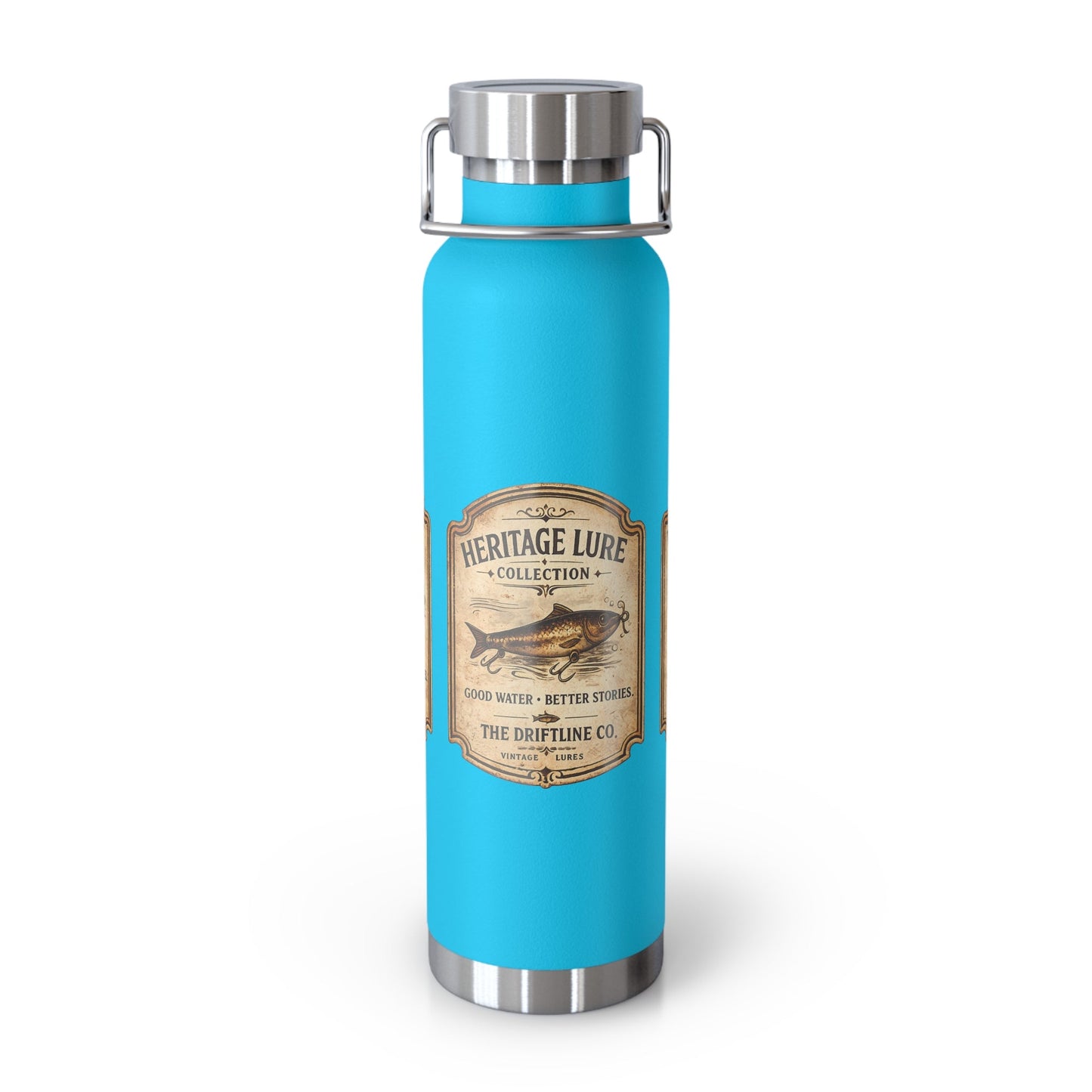 Heritage Lure Collection Black Insulated Flask | Premium Fishing Water Bottle | The Driftline Company - SJM Print Store