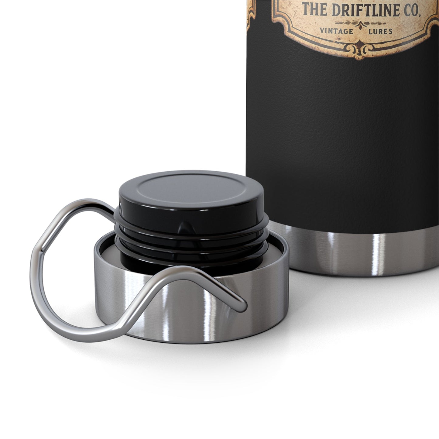 Heritage Lure Collection Black Insulated Flask | Premium Fishing Water Bottle | The Driftline Company - SJM Print Store