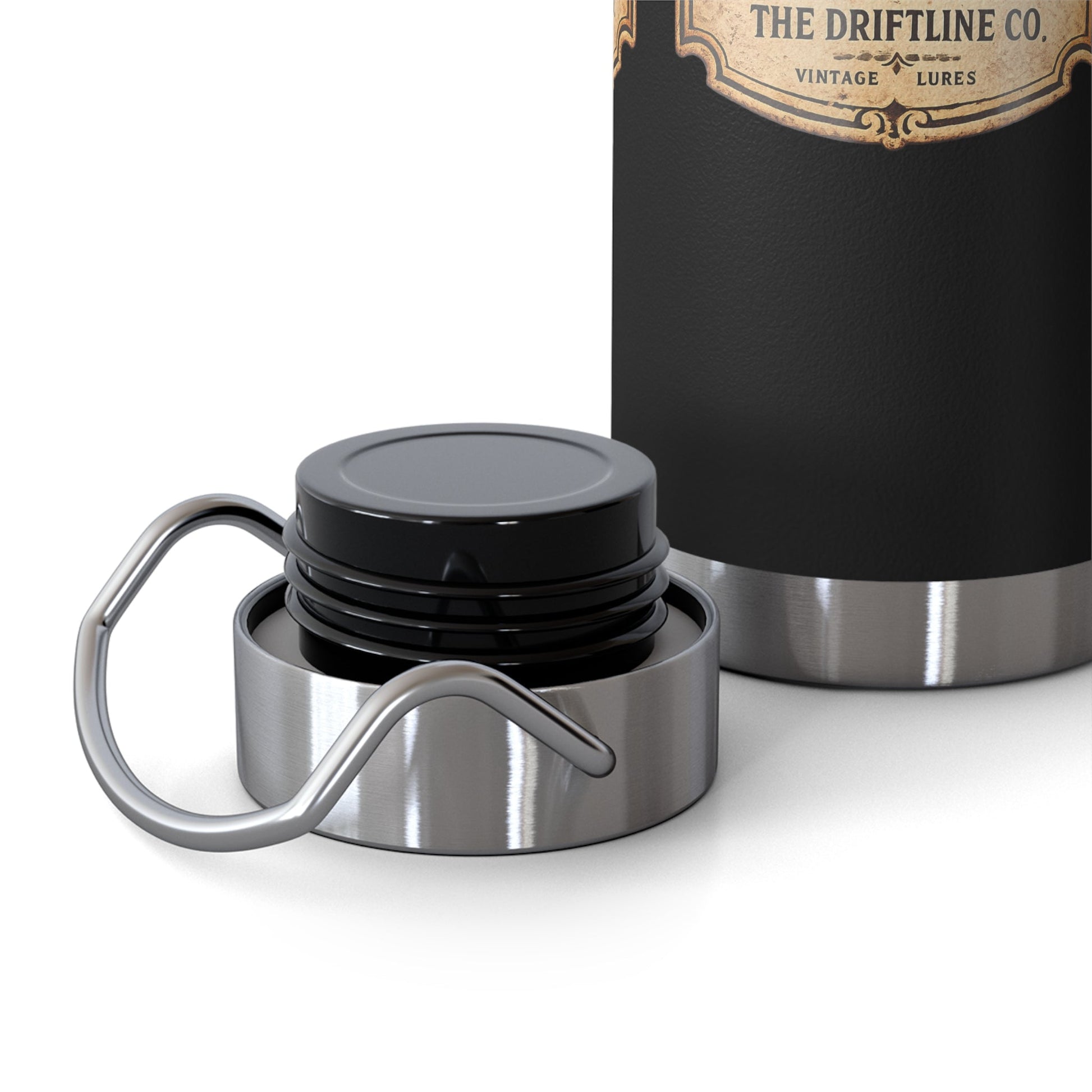 Heritage Lure Collection Black Insulated Flask | Premium Fishing Water Bottle | The Driftline Company - SJM Print Store
