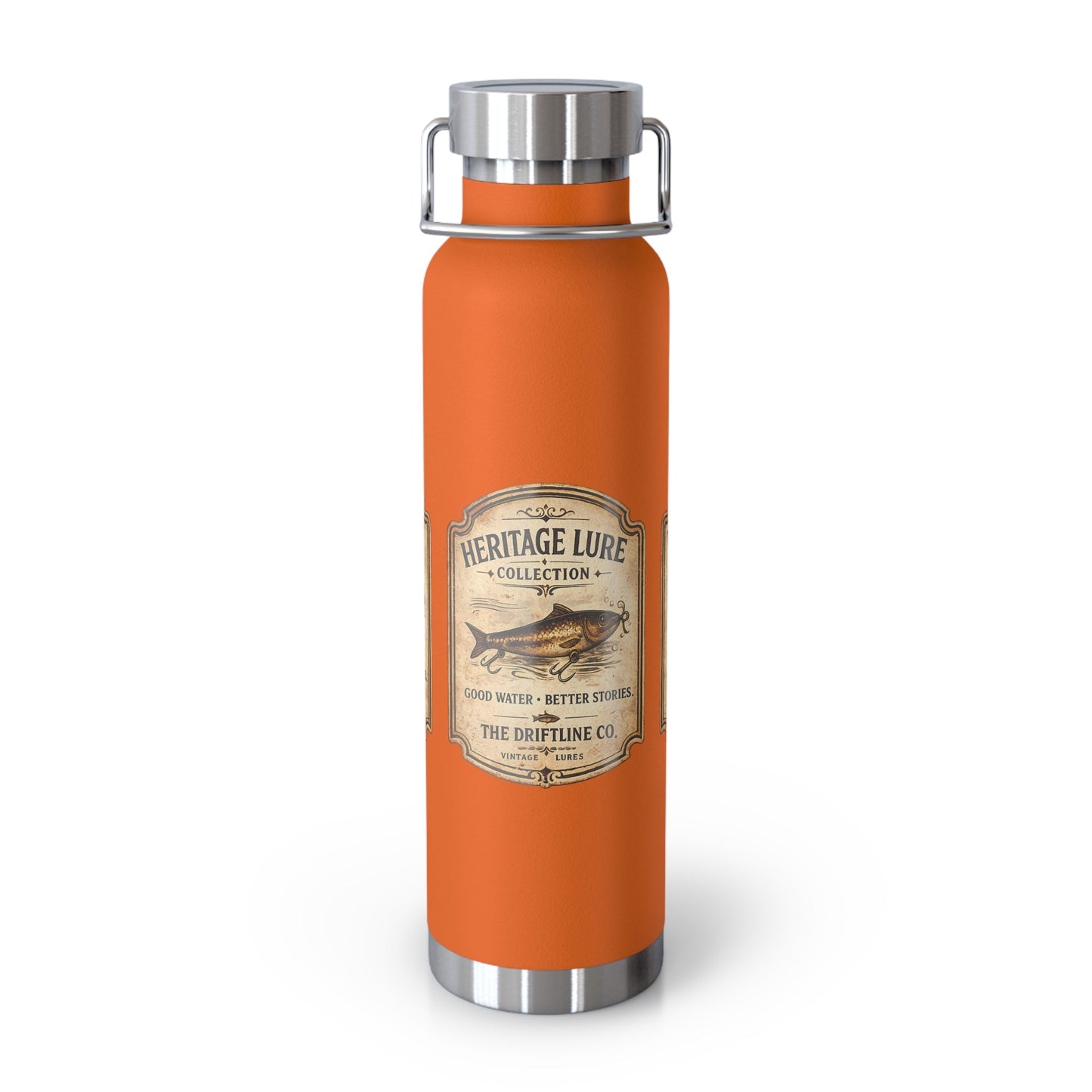 Heritage Lure Collection Black Insulated Flask | Premium Fishing Water Bottle | The Driftline Company - SJM Print Store