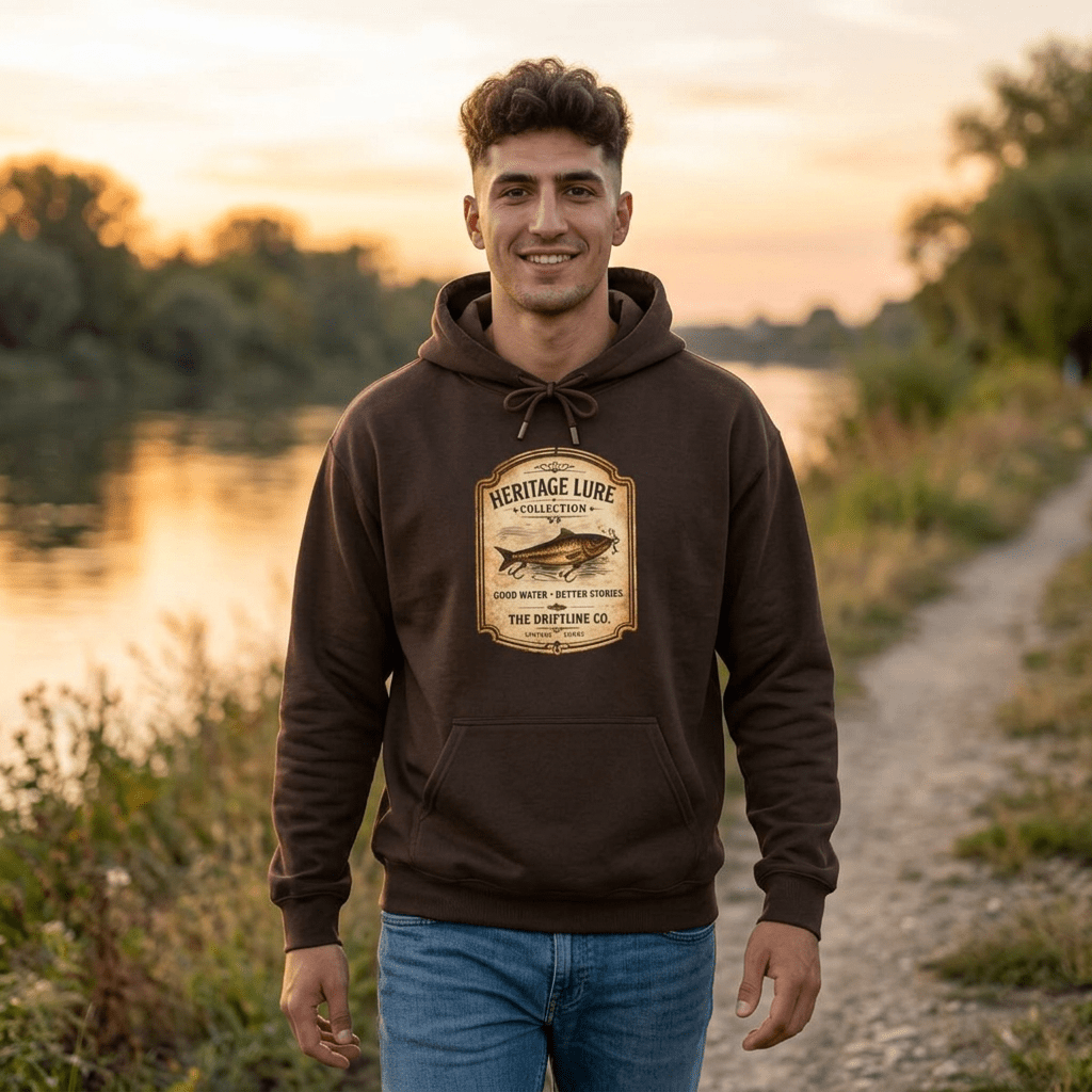 Heritage Lure Collection Fishing Hoodie | Vintage Angler Hoodie | The Driftline Company - SJM Print Store