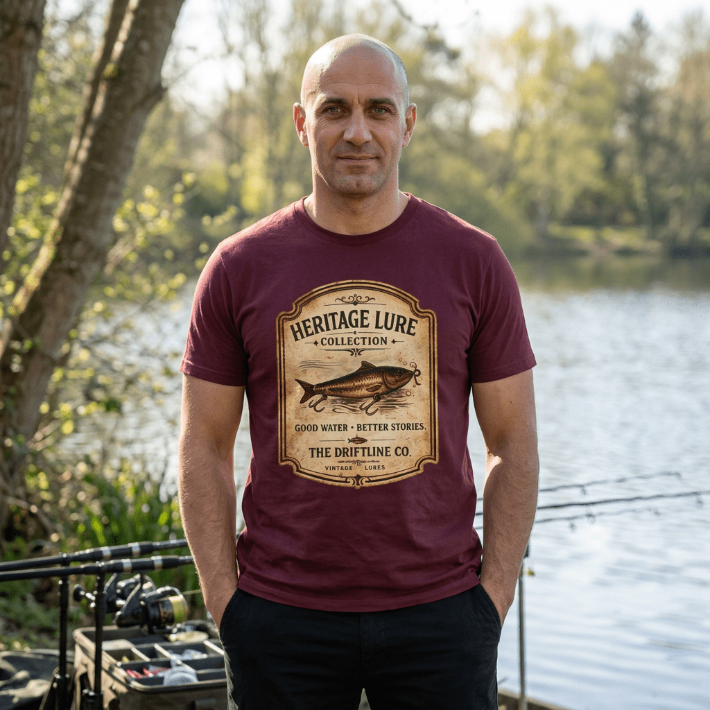 Heritage Lure Collection Fishing T-Shirt | Vintage Angler Tee | The Driftline Company - SJM Print Store