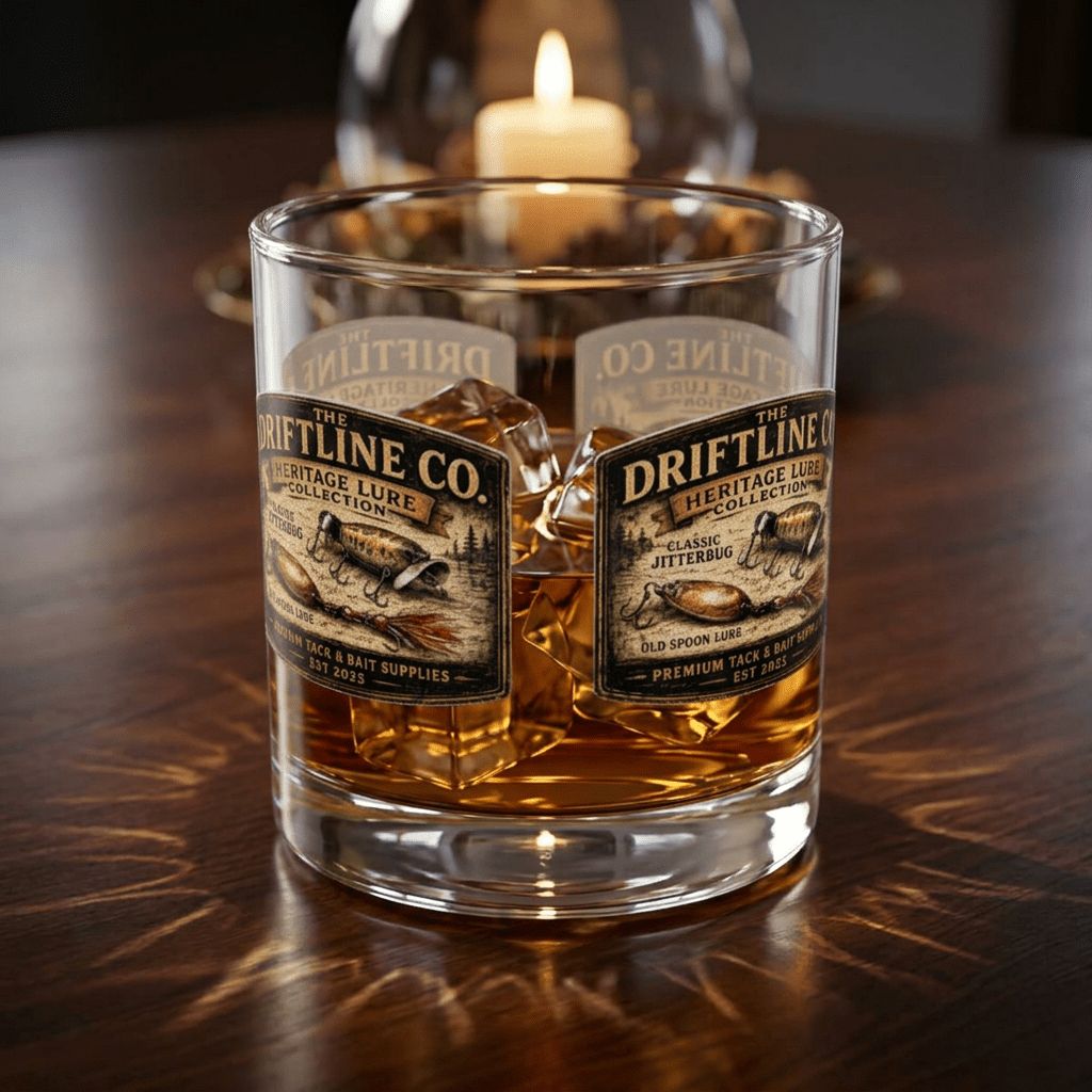 Heritage Lure Collection Glass Tumbler, The Driftline Company - SJM Print Store