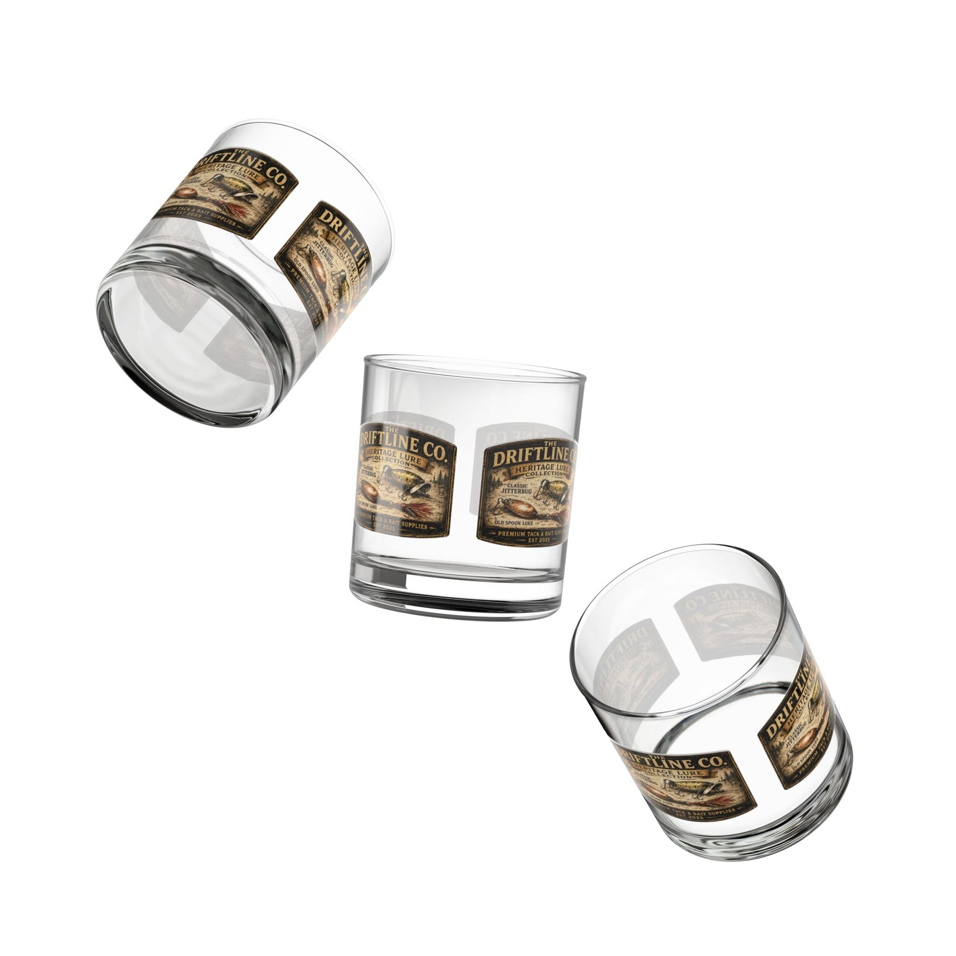 Heritage Lure Collection Glass Tumbler, The Driftline Company - SJM Print Store