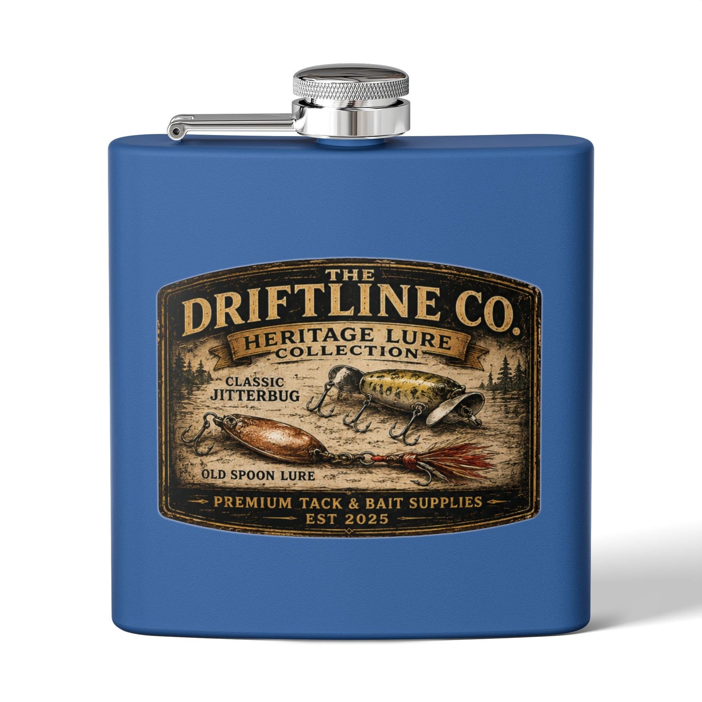 Heritage Lure Collection Hip Flask | Vintage Fishing Flask | The Driftline Company - SJM Print Store