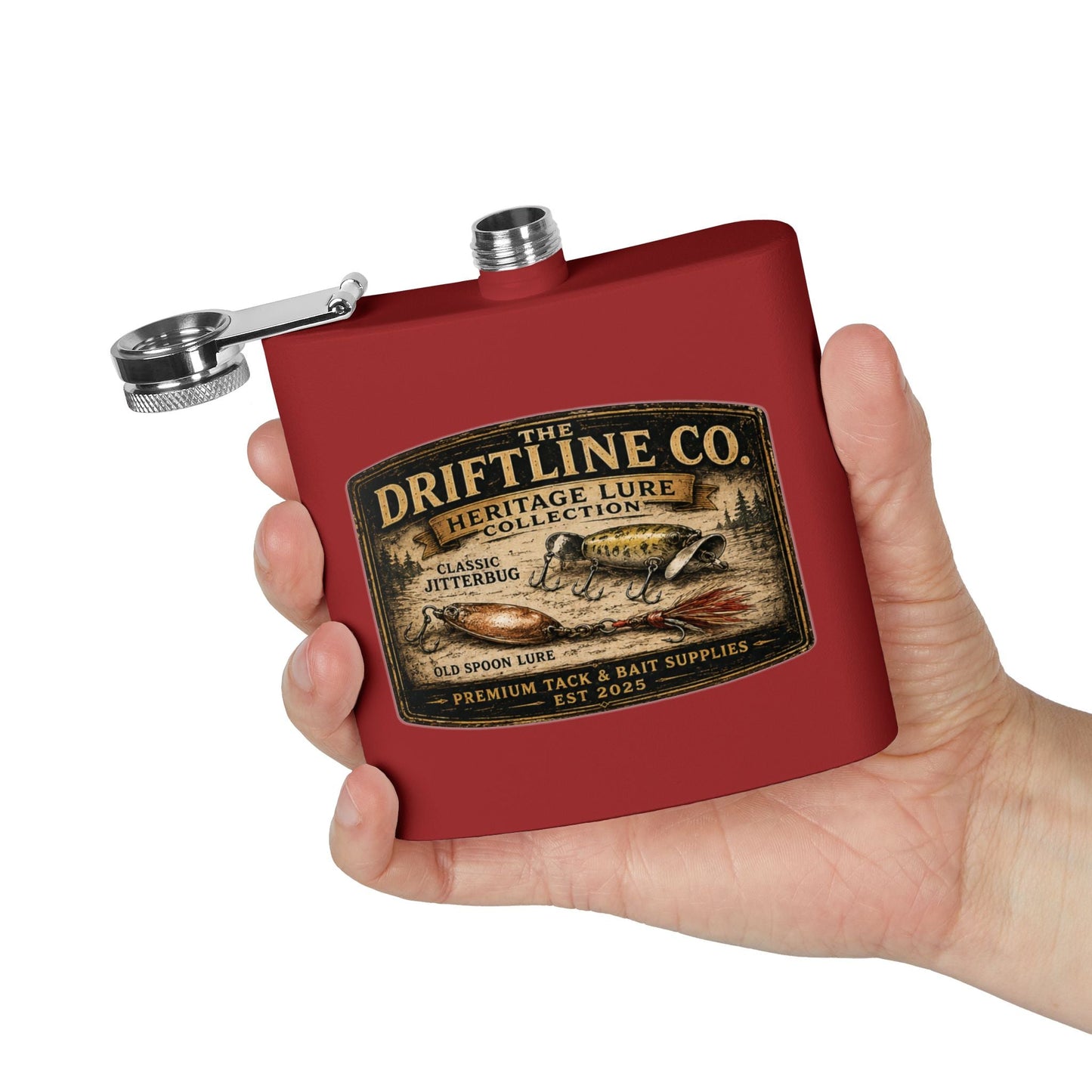 Heritage Lure Collection Hip Flask | Vintage Fishing Flask | The Driftline Company - SJM Print Store