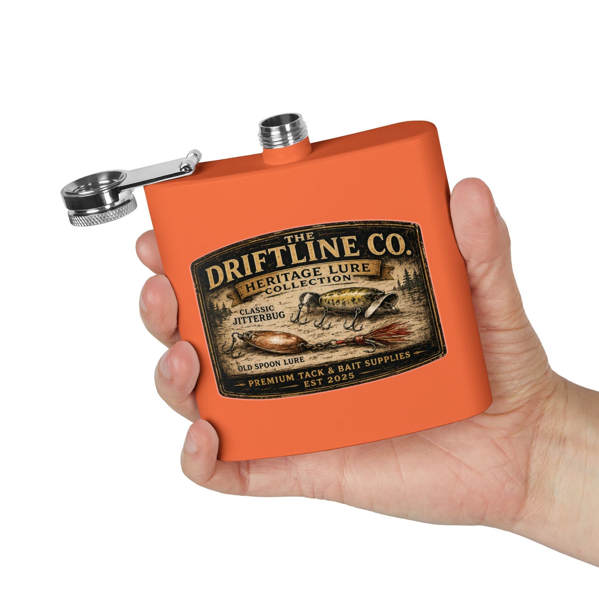 Heritage Lure Collection Hip Flask | Vintage Fishing Flask | The Driftline Company - SJM Print Store