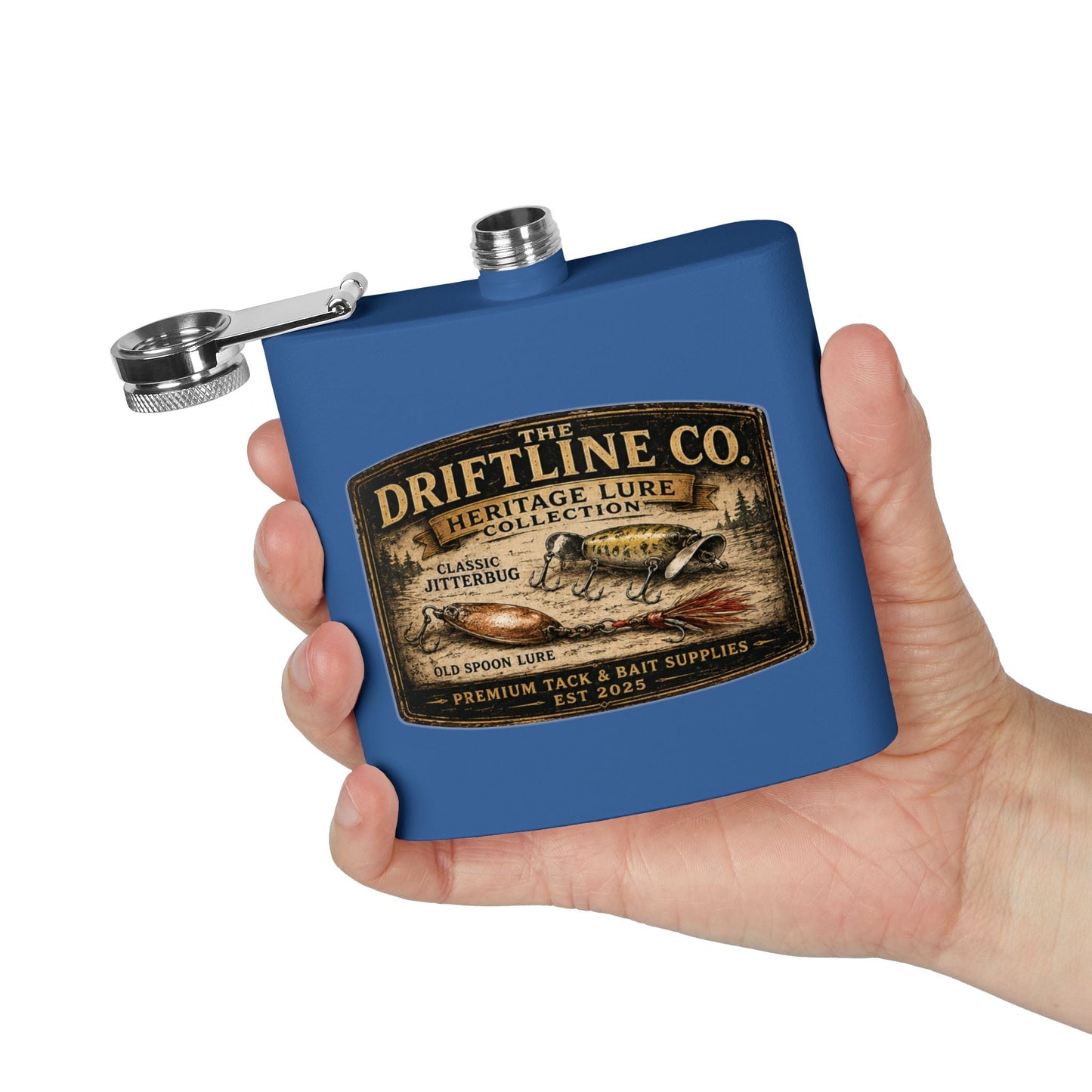 Heritage Lure Collection Hip Flask | Vintage Fishing Flask | The Driftline Company - SJM Print Store