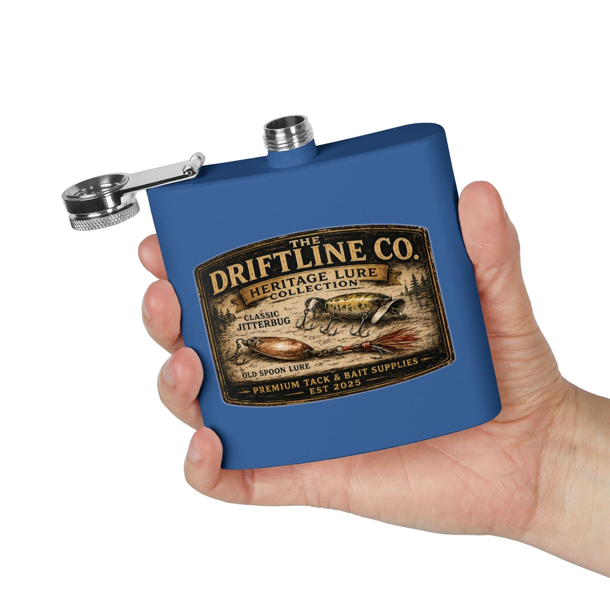 Heritage Lure Collection Hip Flask | Vintage Fishing Flask | The Driftline Company - SJM Print Store