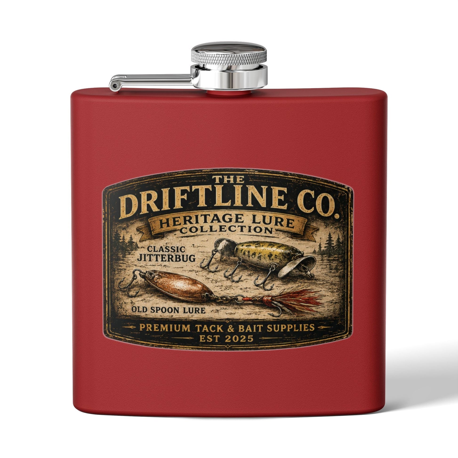 Heritage Lure Collection Hip Flask | Vintage Fishing Flask | The Driftline Company - SJM Print Store