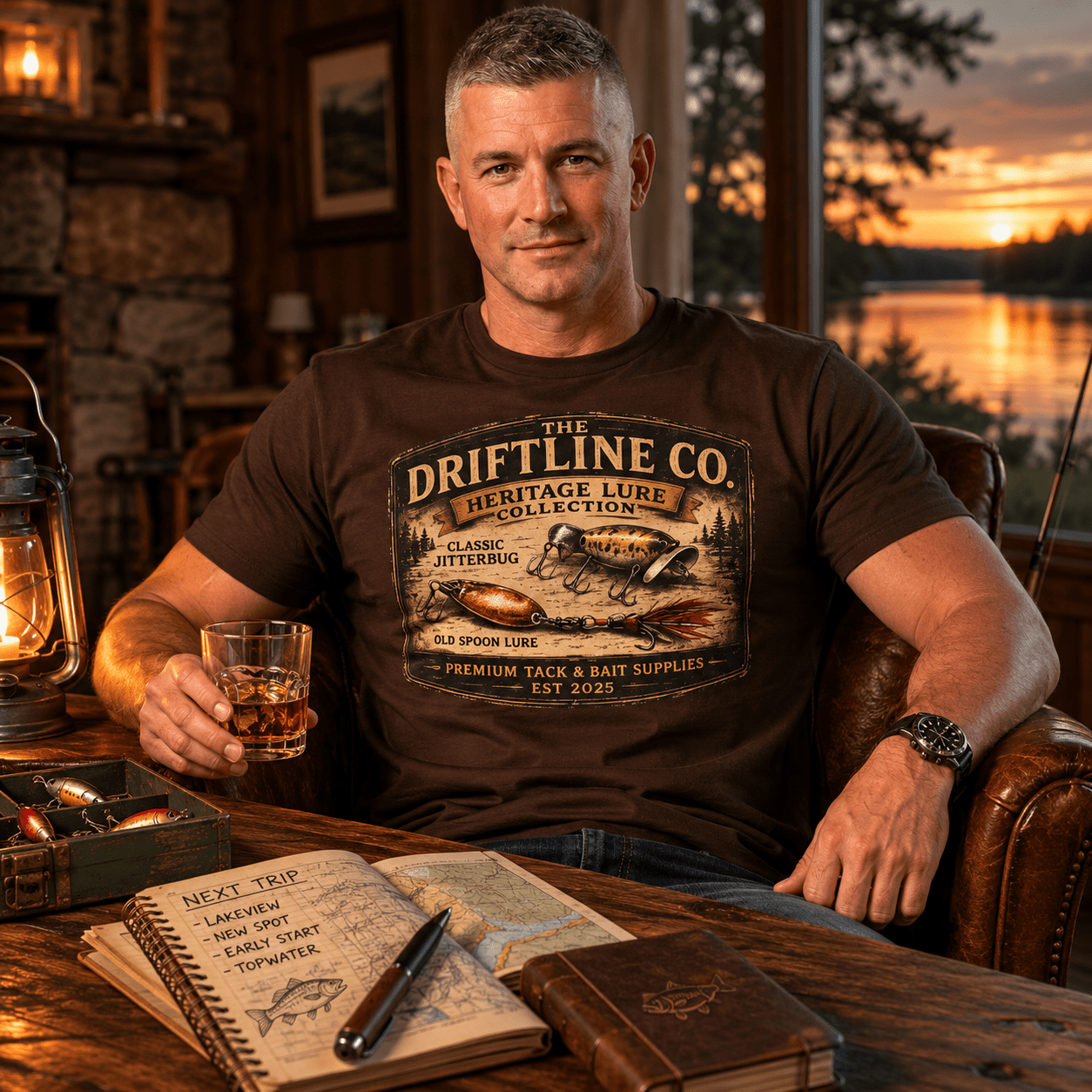 Heritage Lure Collection Vintage Fishing T-Shirt | Front Print Tee | The Driftline Company - SJM Print Store