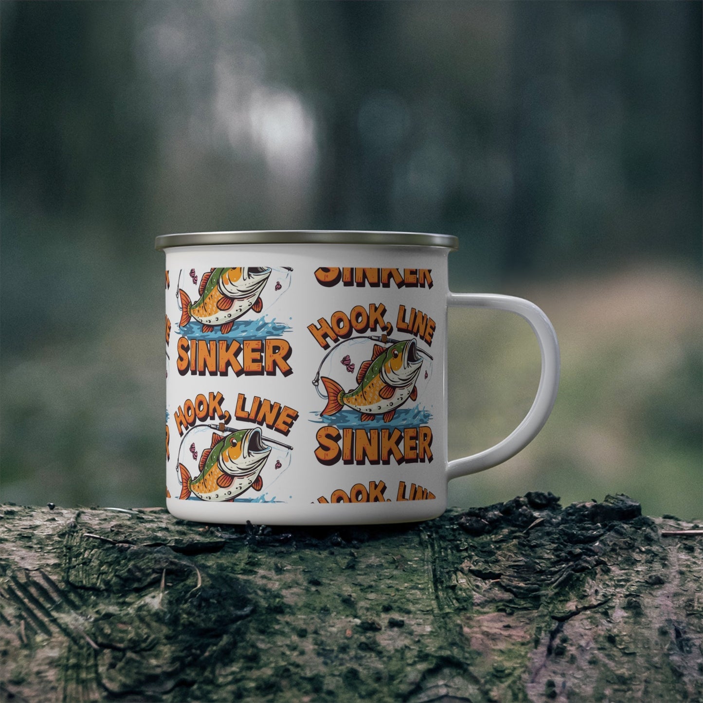 Hook, Line, Sinker â€” Enamel Fishing Mug - SJM Print Store