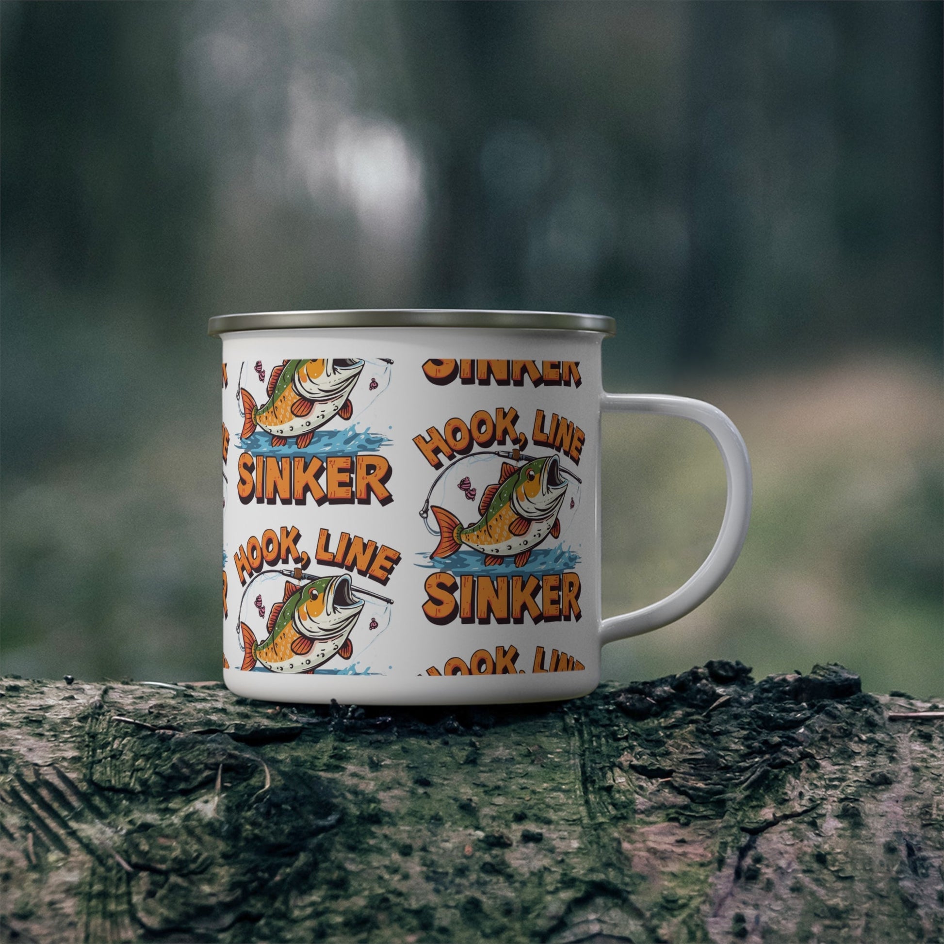 Hook, Line, Sinker â€” Enamel Fishing Mug - SJM Print Store