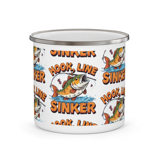 Hook, Line, Sinker â€” Enamel Fishing Mug - SJM Print Store