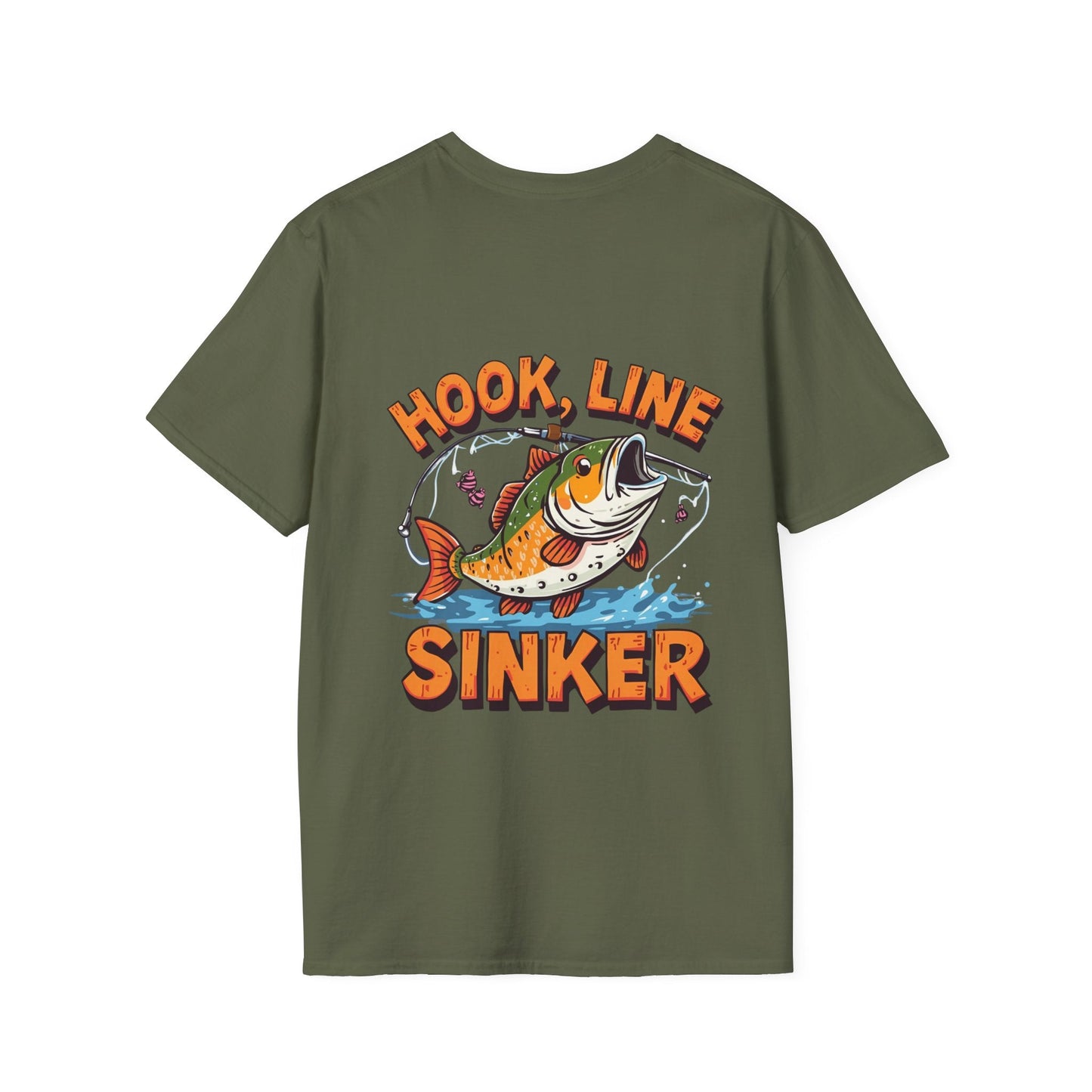 Hook, Line & Sinker Graphic Tee Back Print Fishing T-Shirt - SJM Print Store
